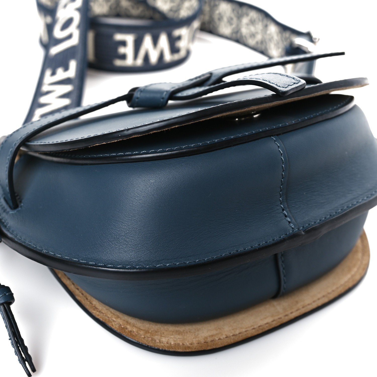 LOEWE Calfskin Jacquard Mini Gate Crossbody Bag Onyx Blue