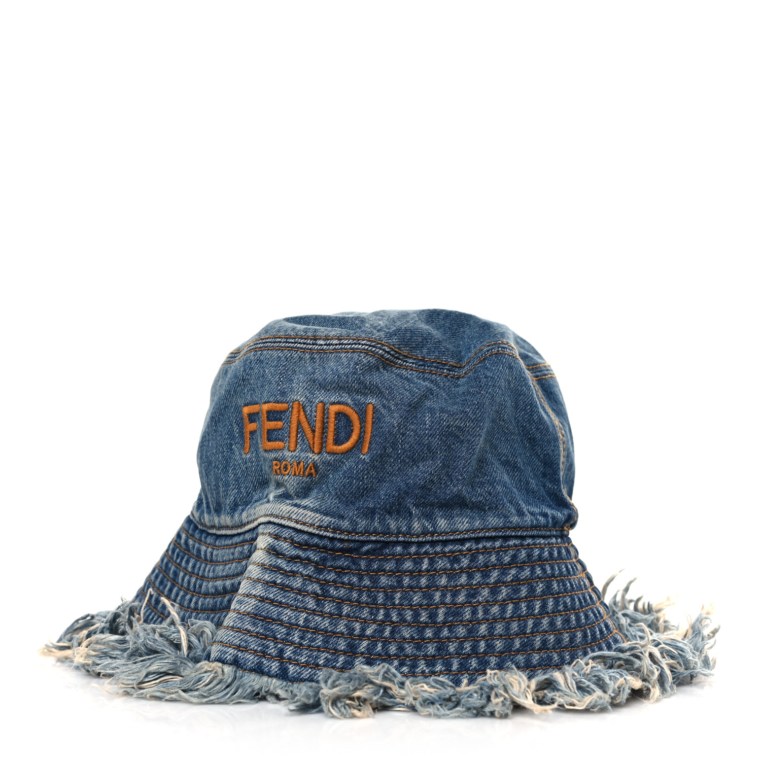 FENDI Denim-Effect Bucket Hat S 57.0cm Blue Cotton Polyester