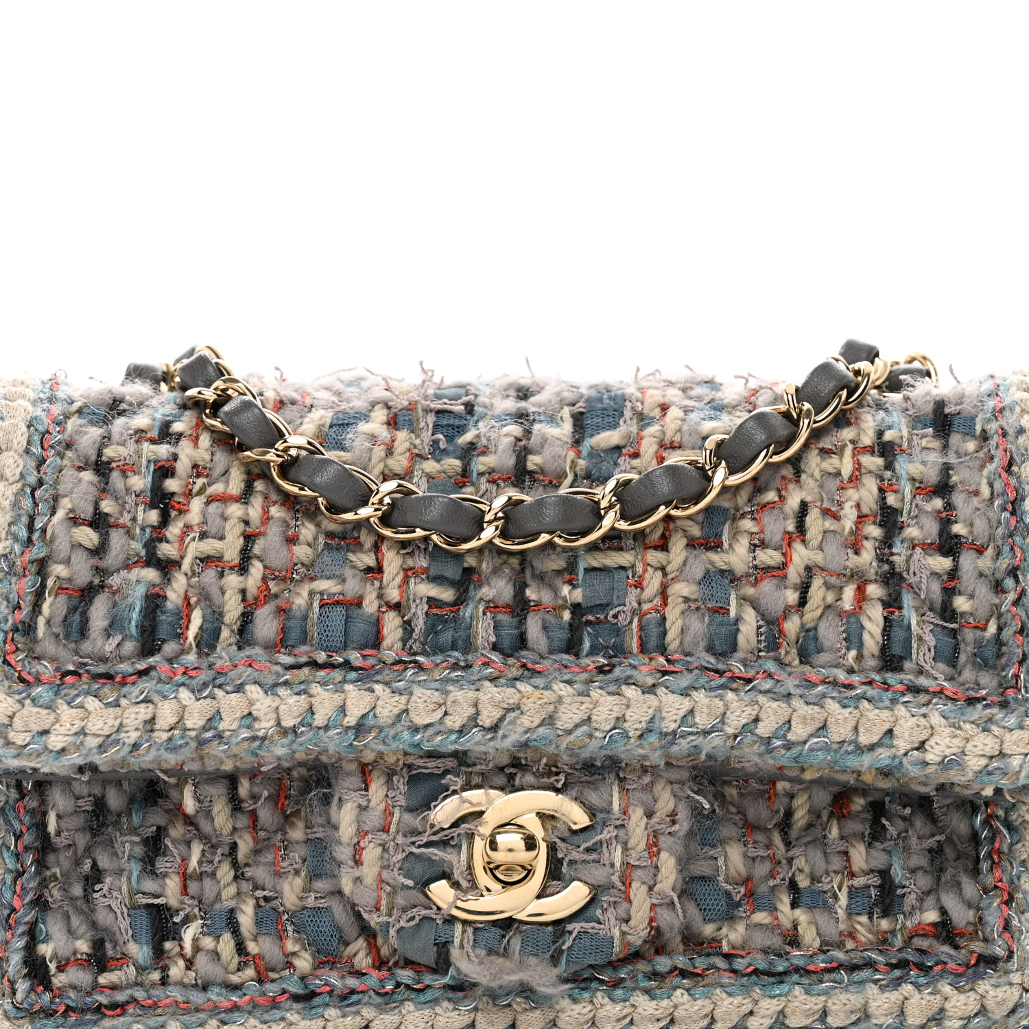 CHANEL Tweed Braided Mini Rectangular Flap Multicolor