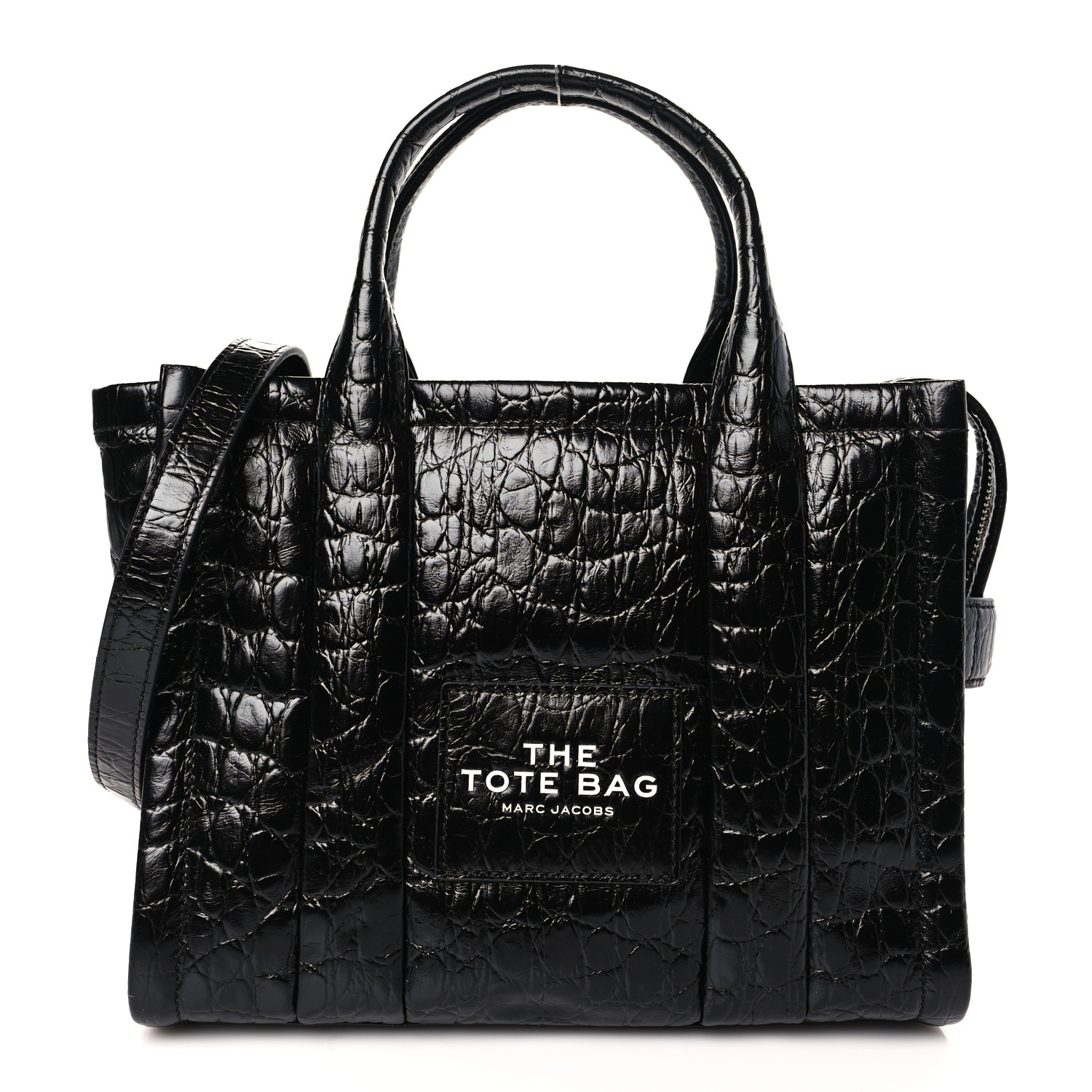 MARC JACOBS Croc Embossed Small The Tote Bag Black 1337038