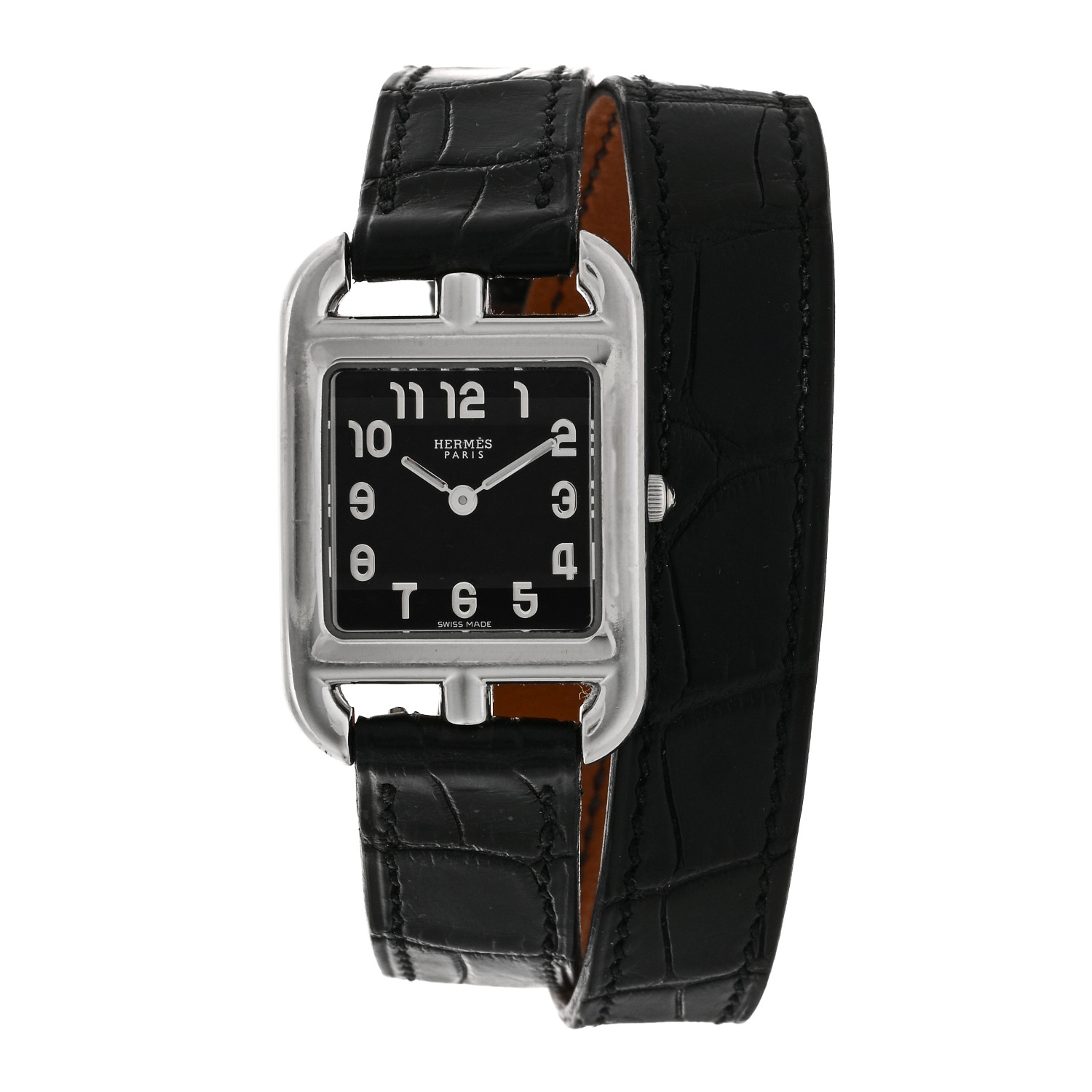 HERMES Stainless Steel Alligator 23mm Cape Cod Double Tour
