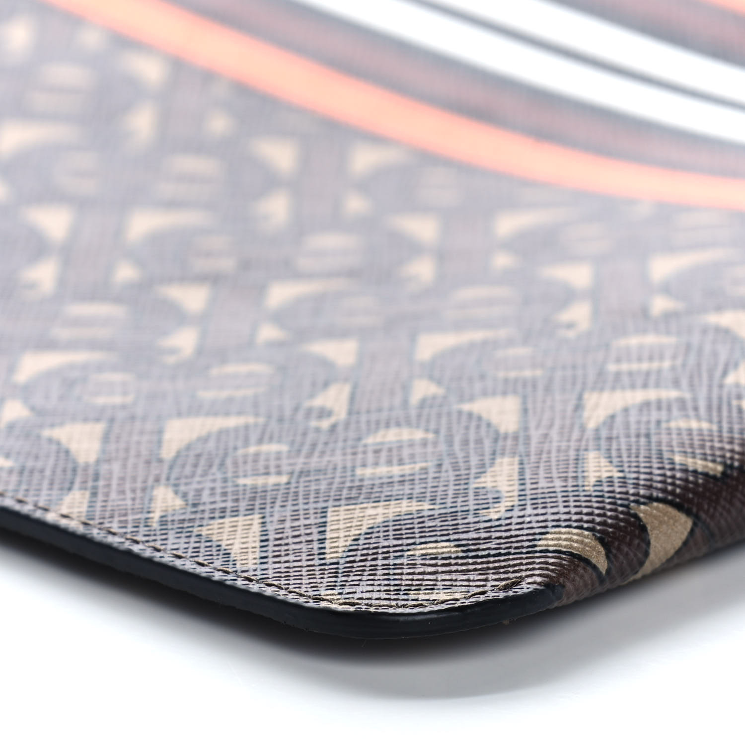 【送料込み】Burberry★80398971 BURBERRY E-Canvas Monogram Stripe Zip Pouch Brown Orange