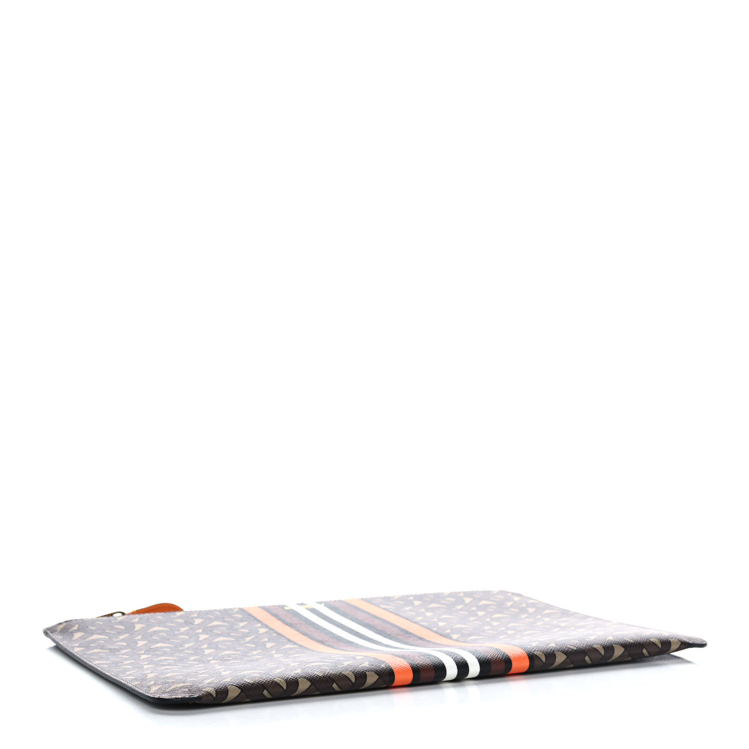 【送料込み】Burberry★80398971 BURBERRY E-Canvas Monogram Stripe Zip Pouch Brown Orange
