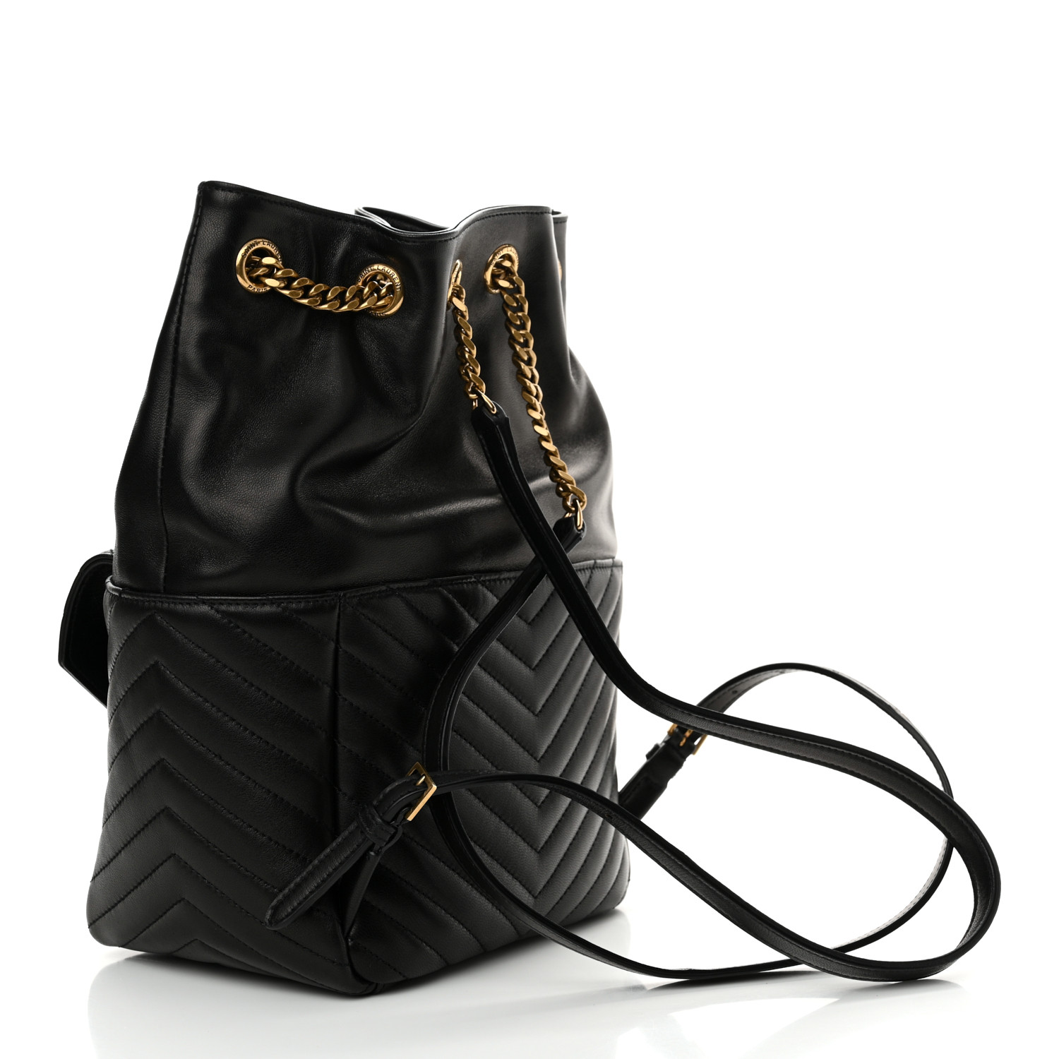 SAINT LAURENT Lambskin Matelasse Monogram Joe Backpack Black 3