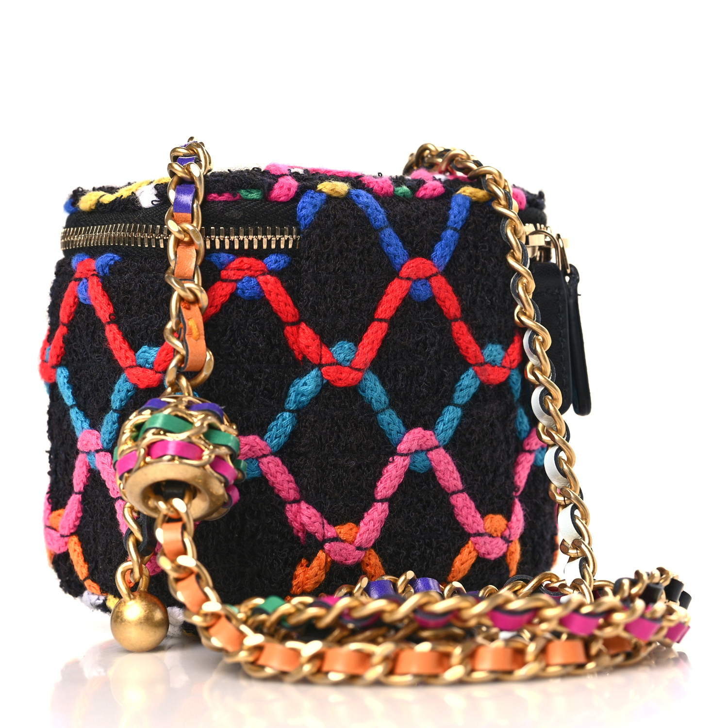 CHANEL Tweed Diamond Threaded CC Pearl Crush Mini Vanity