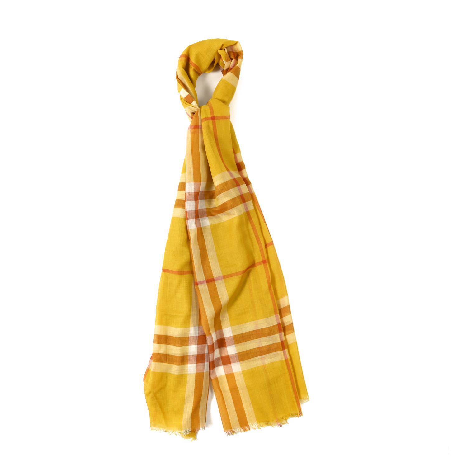 マフラー・ストール Burberry Giant Check Scarf - Burberry - Wool - Yellow Burberry Checkered Fringed Knitted Scarf | Yellow | FARFETCH