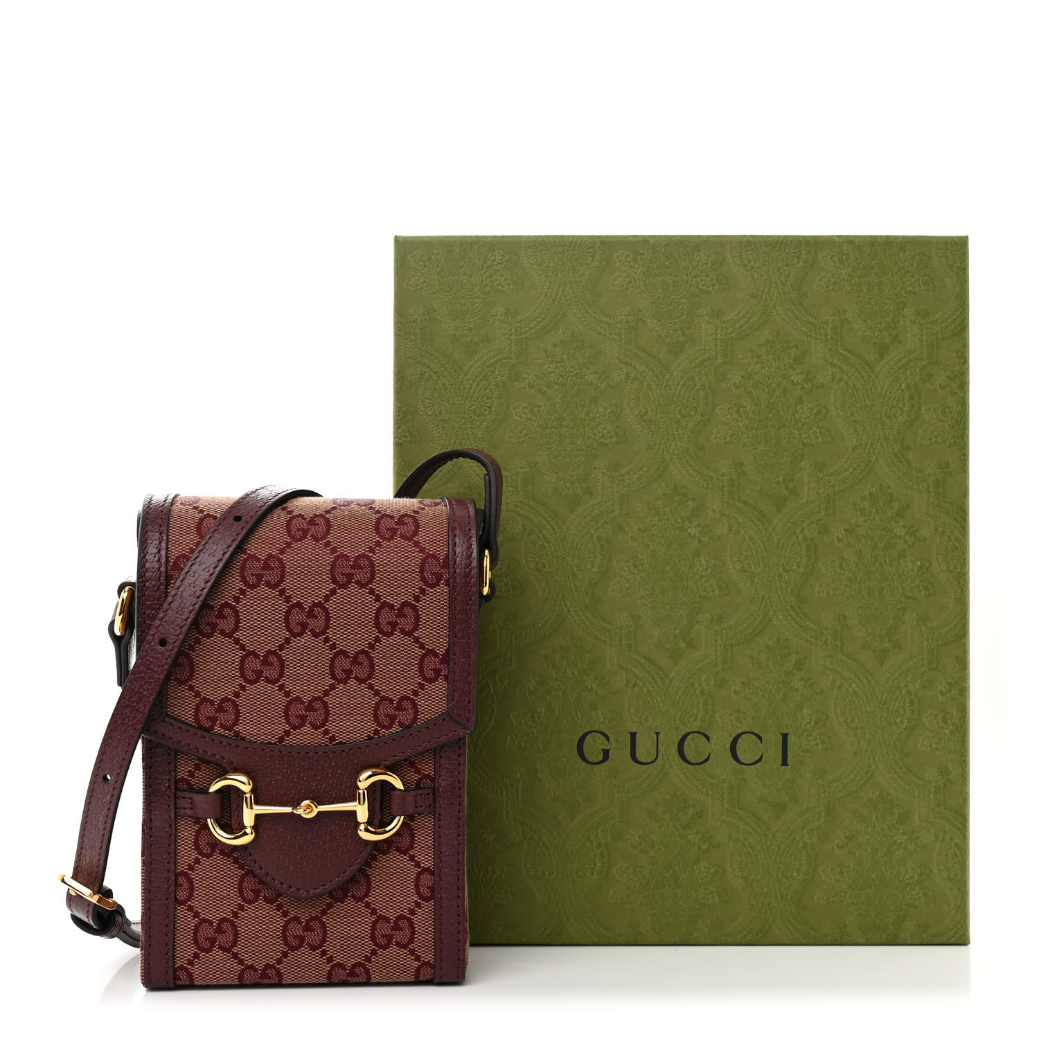 GUCCI Monogram Textured Dollar Calfskin Mini Horsebit 1955