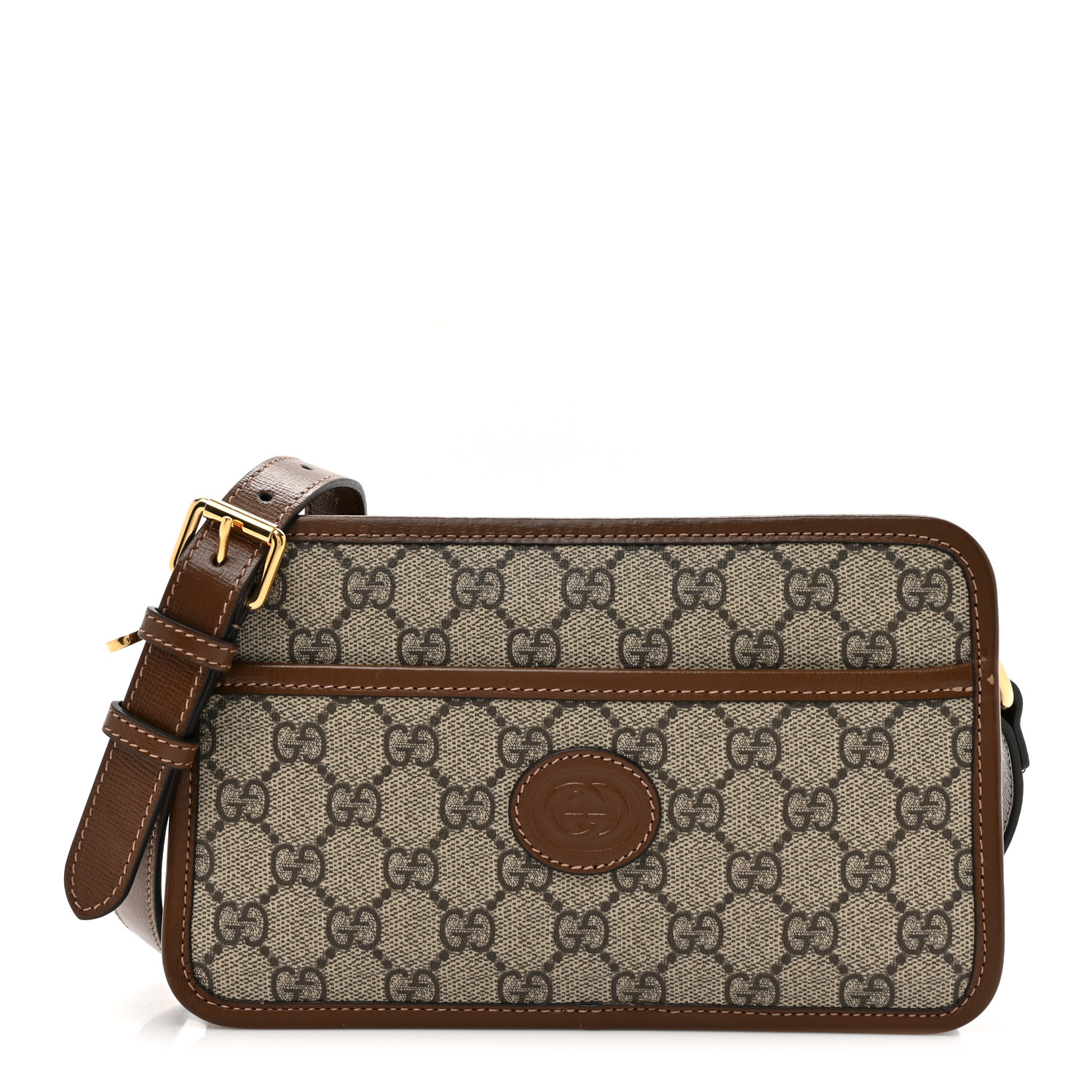 ☆人気【GUCCI】☆Interlocking G Beige Ebony Supreme☆ GUCCI GG Supreme Monogram Textured Calfskin Retro