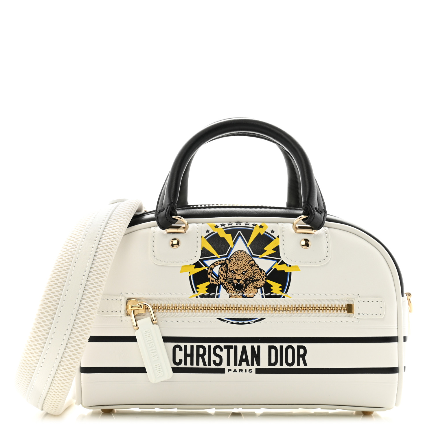 CHRISTIAN DIOR Calfskin Animal Print Micro Dior Vibe Zip