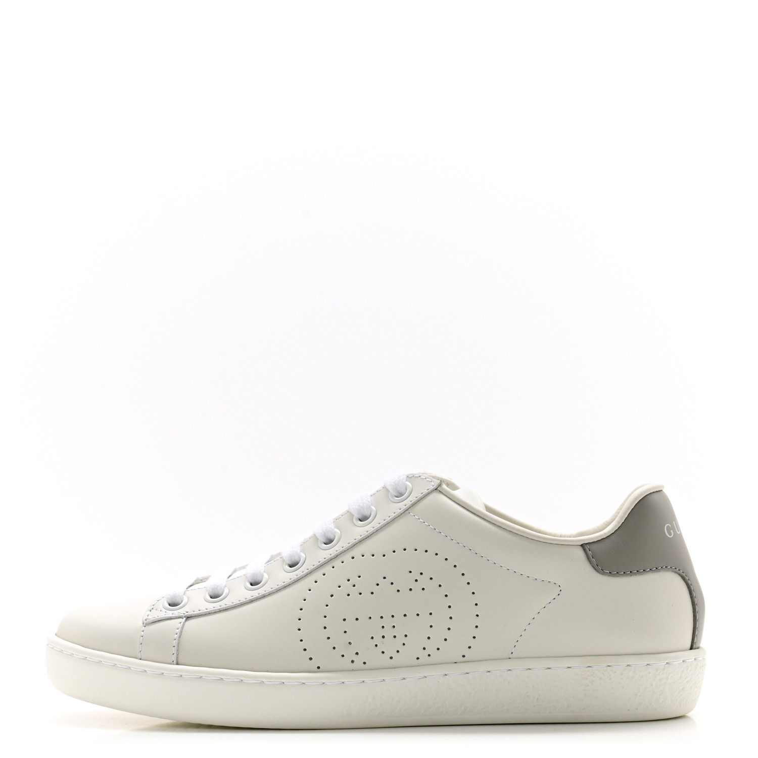 GUCCI Calfskin Interlocking G Perforated Womens Ace Sneakers