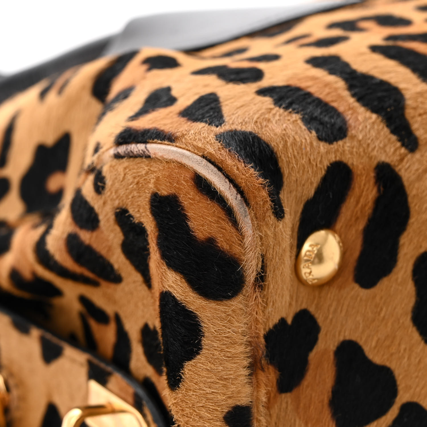 PRADA Pony Hair Leopard Print Large Cavallino Miele Moro