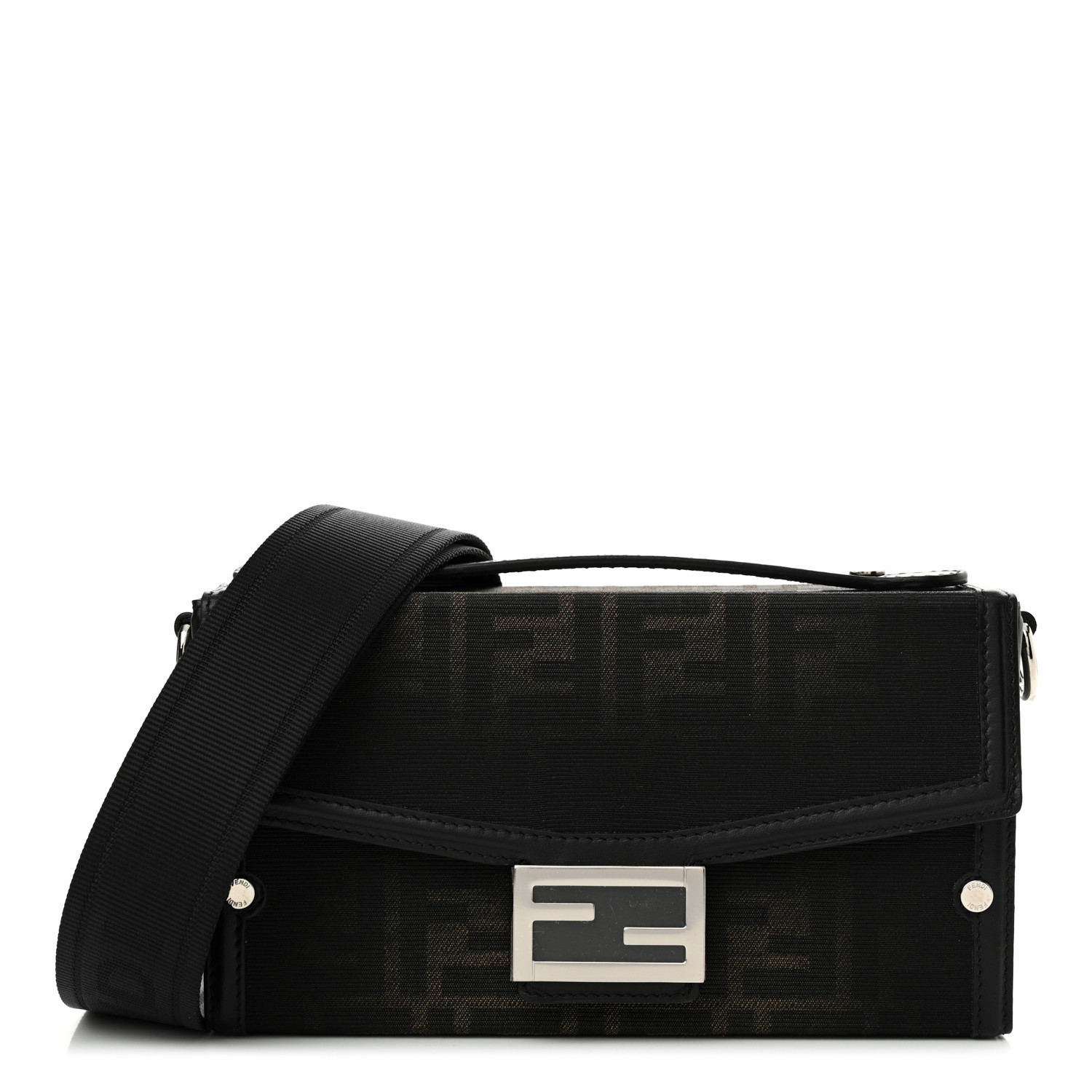 FENDI FF Eclissi Jacquard Vitello King Baguette Soft Trunk