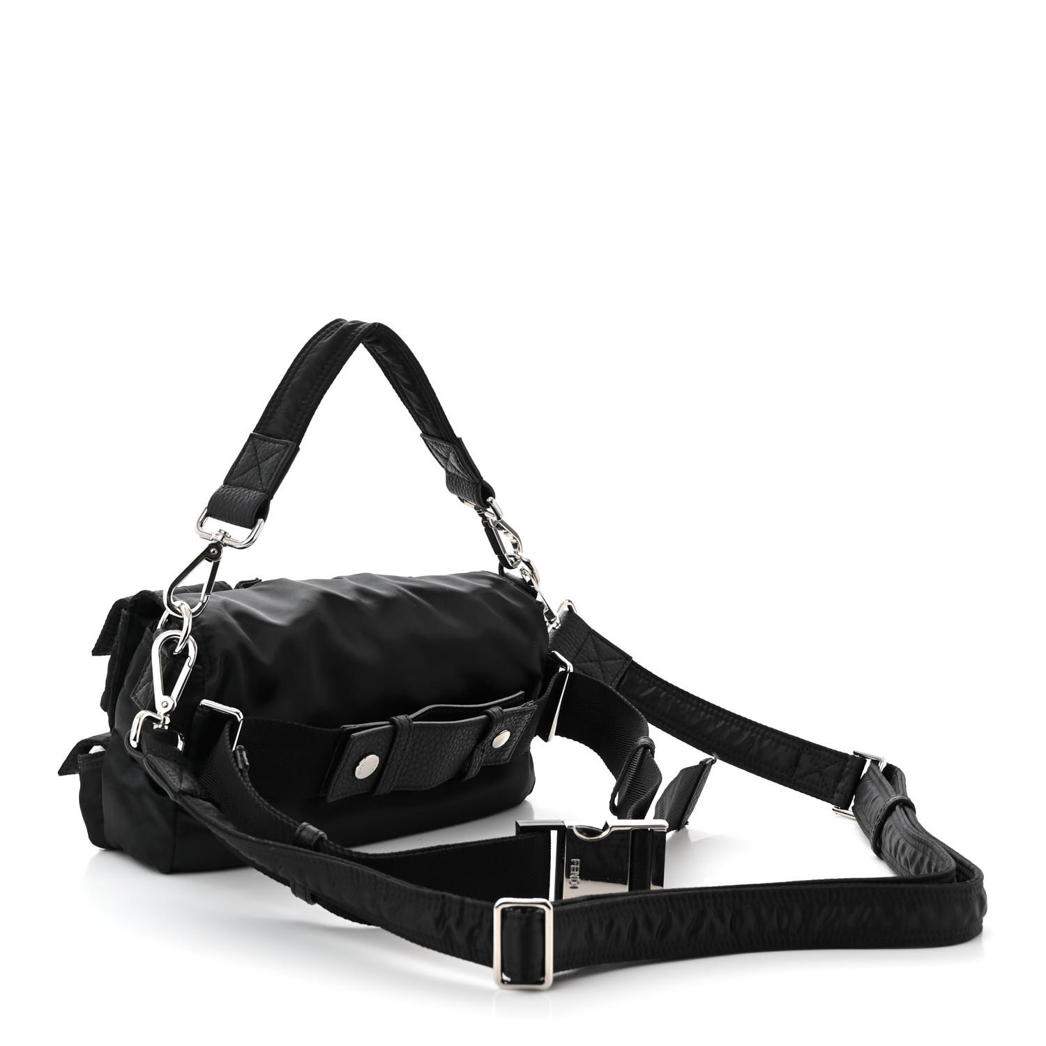 FENDI Econyl Cuoio Romano Multipocket Baguette Black 1552575