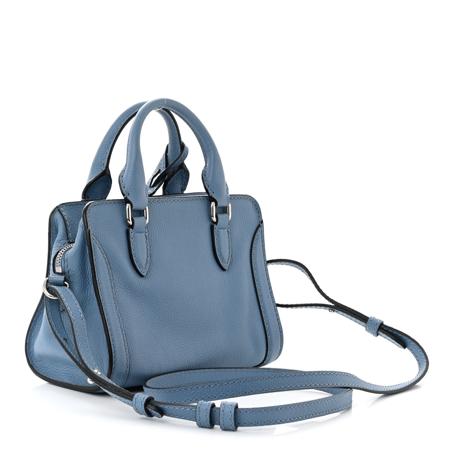 ALEXANDER MCQUEEN Pebbled Calfskin Mini Padlock Tote Light Blue 3