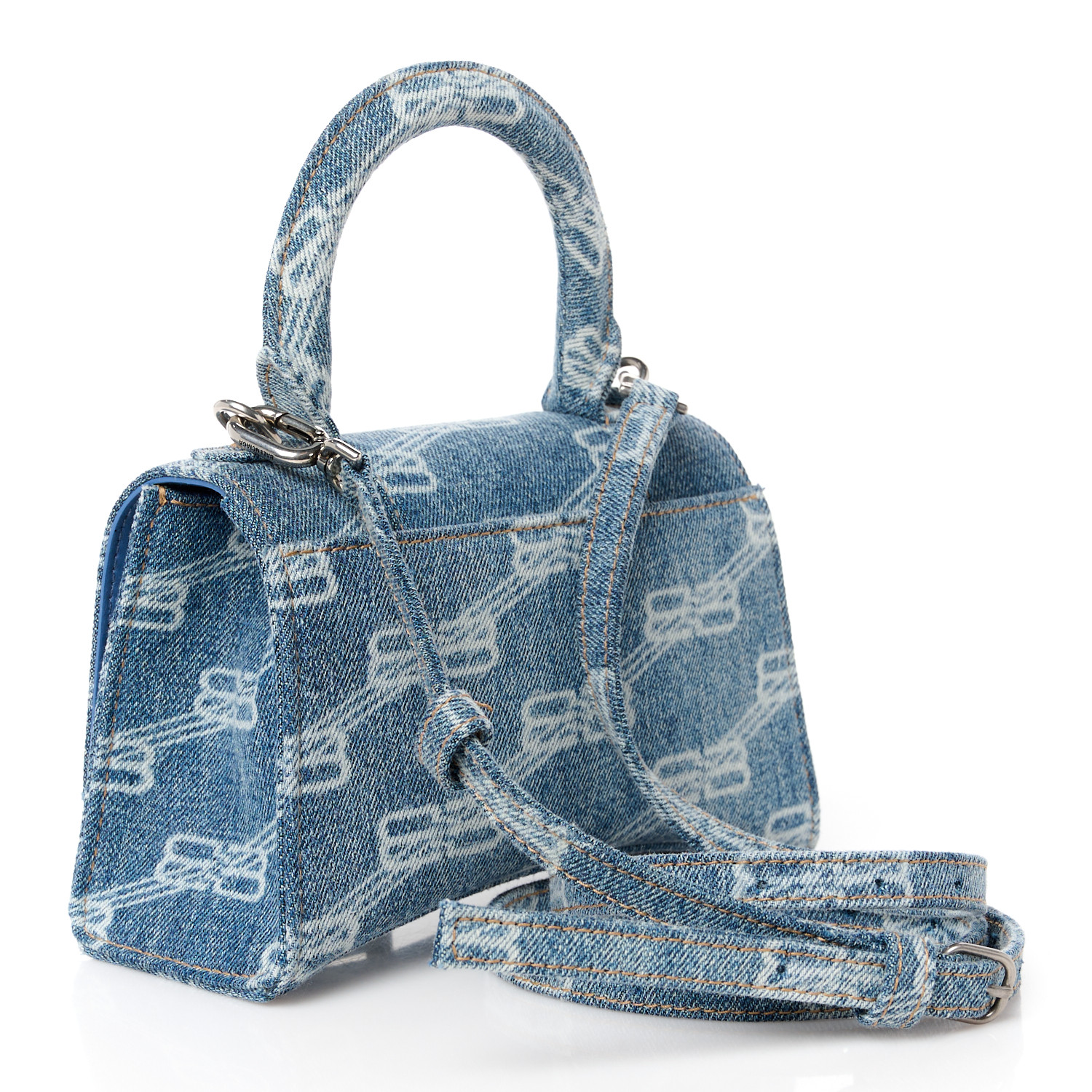送料込 BALENCIAGA HOURGLASS SMALL HANDBAG BB MONOGRAM Balenciaga Hourglass Small Handbag Bb Monogram Denim | Saks