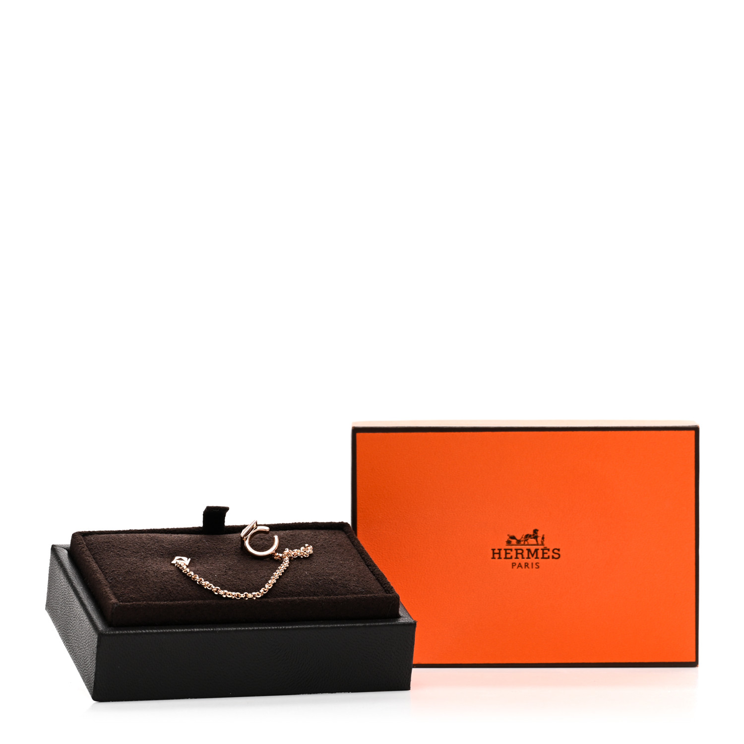 HERMES 18K Rose Gold Diamond Clou d'H Left Climber Earring