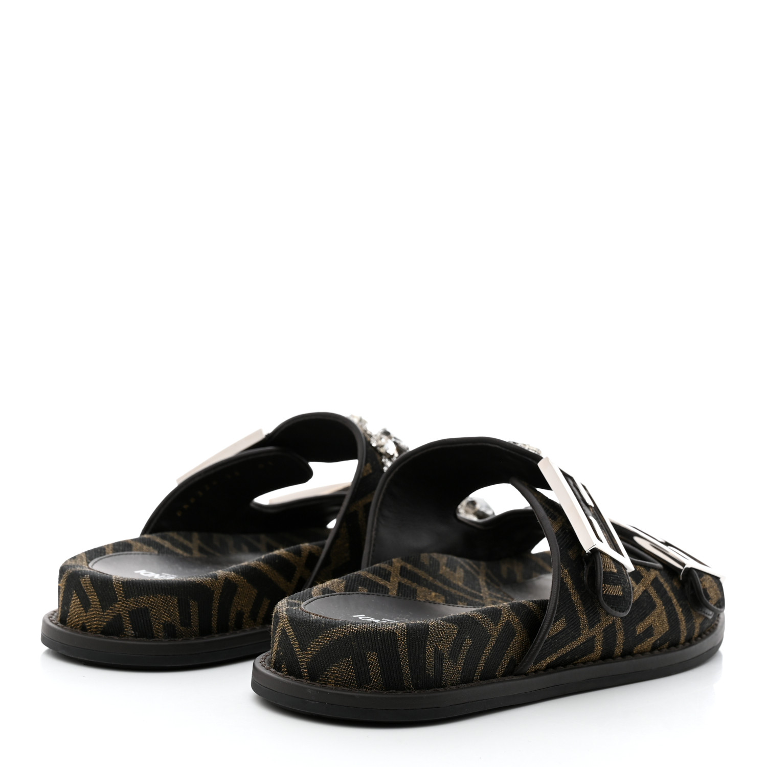 FENDI Fabric Jacquard Crystal FF Womens Fendi Feel Buckled
