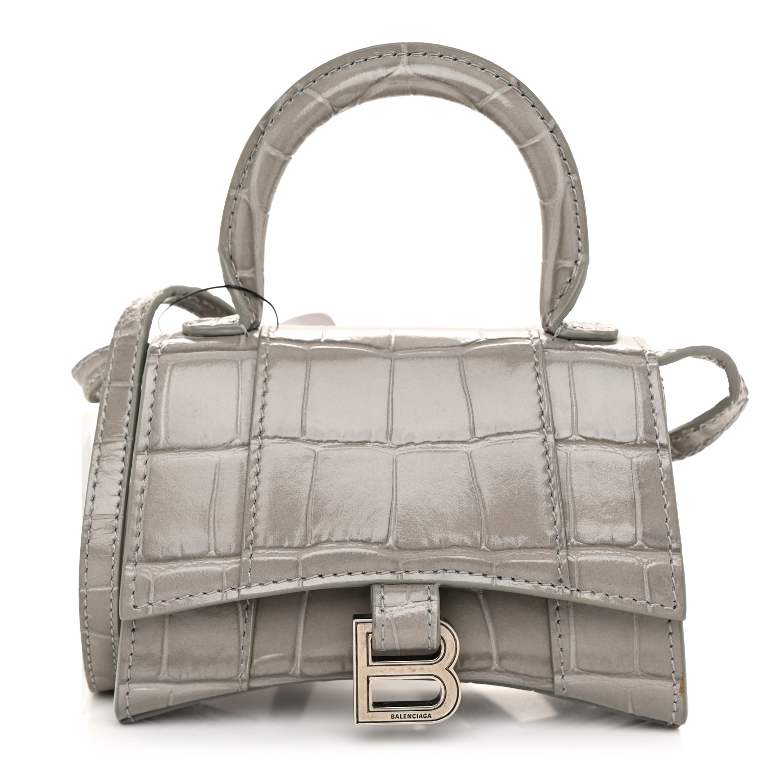 BALENCIAGA Shiny Calfskin Crocodile Embossed Hourglass Top