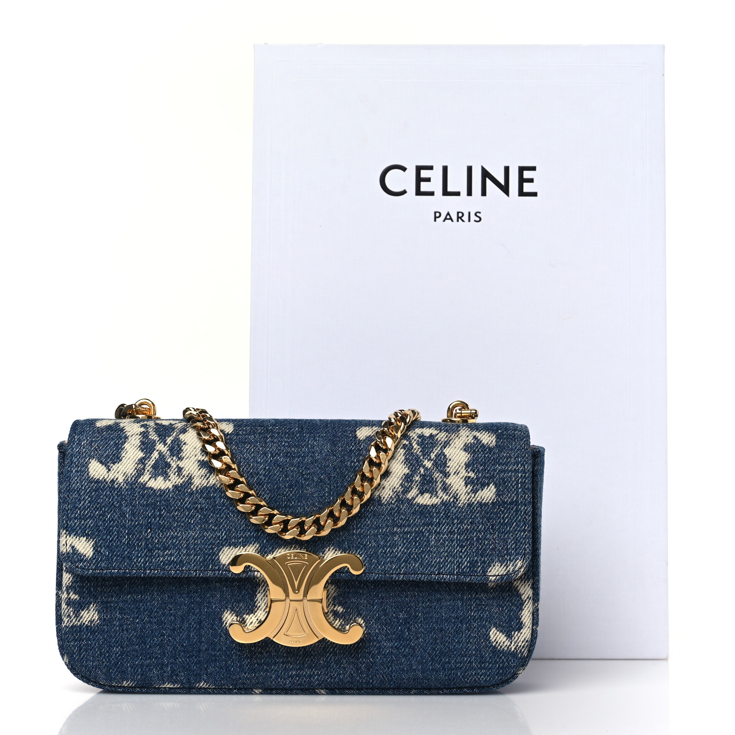 【CELINE】Celine Triomphe Chain Bag（navy）★ショルダー 3998c6e943ee8a7b0b846dc781562e