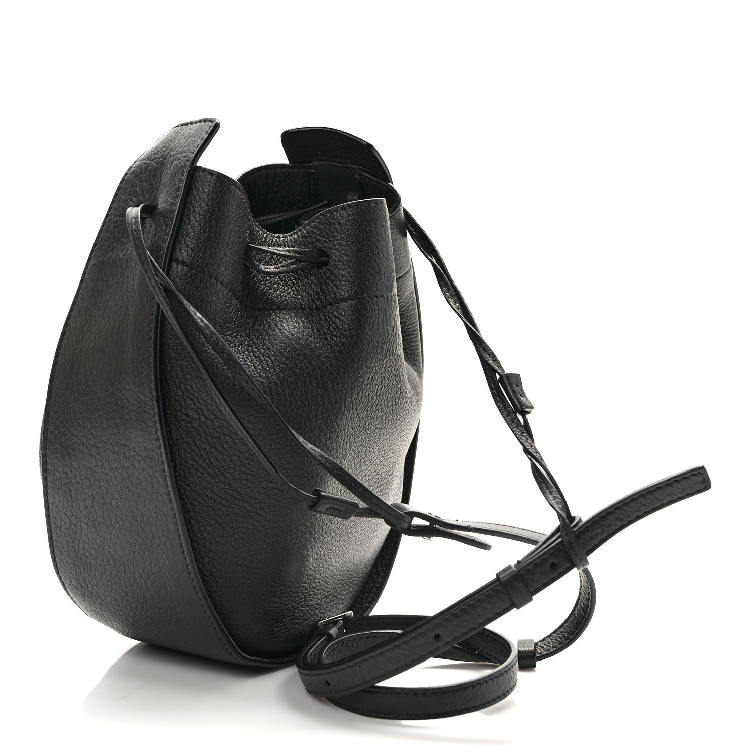 激安挑戦！！ Drawstring Calfskin Grained ROW THE Pouch 1455328 Black バッグ