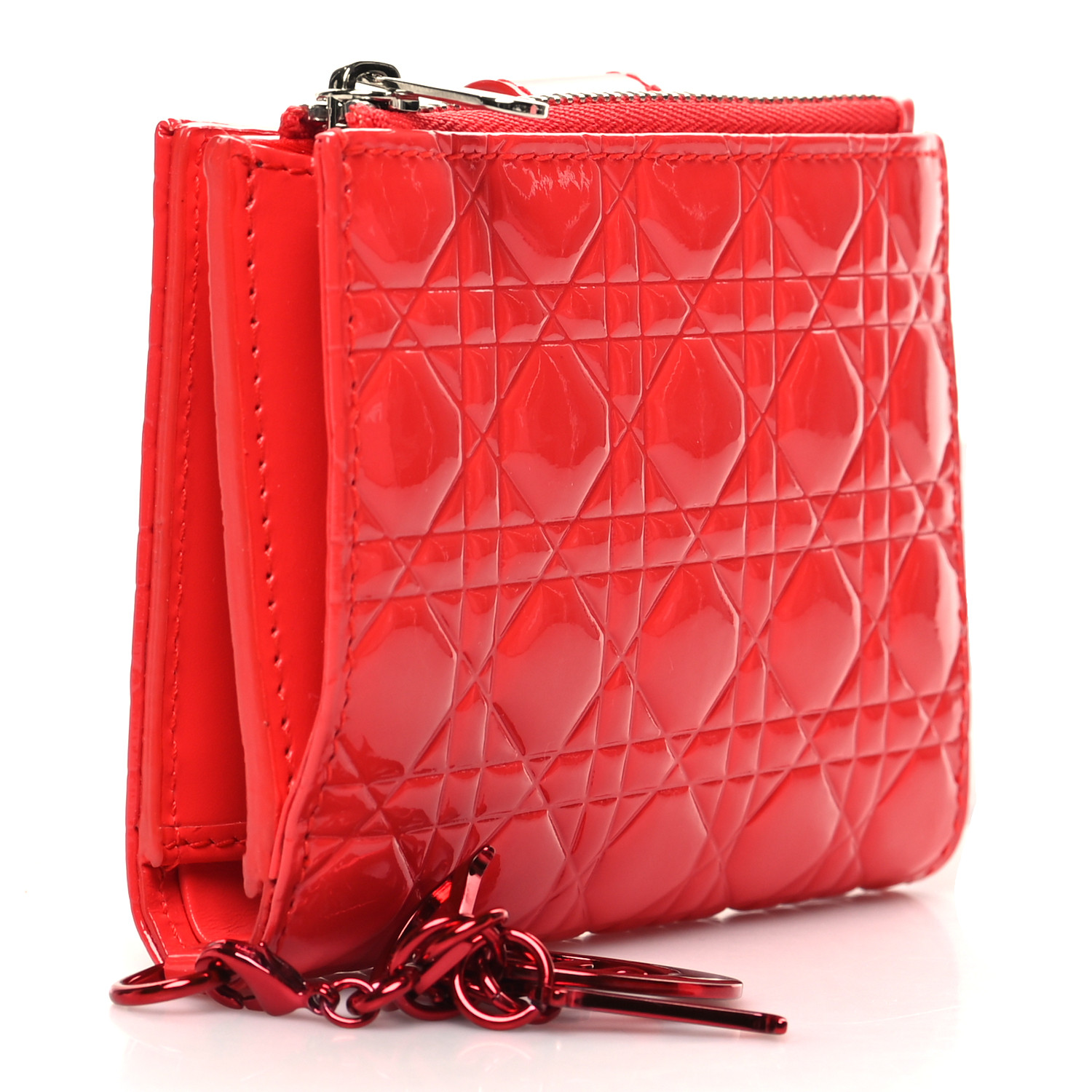 即発送【DIOR】ディオール★RED PATENT LADY WALLET【ランクAB】 5f40ace6f89f80a00936542197b14a
