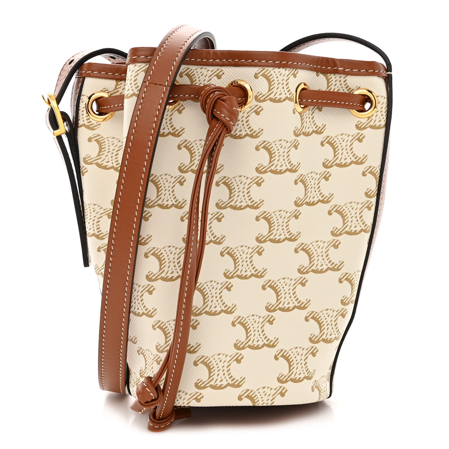 【CELINE】TRIOMPHE SMALL BUCKET BAG Women's Small bucket in Triomphe canvas and calfskin