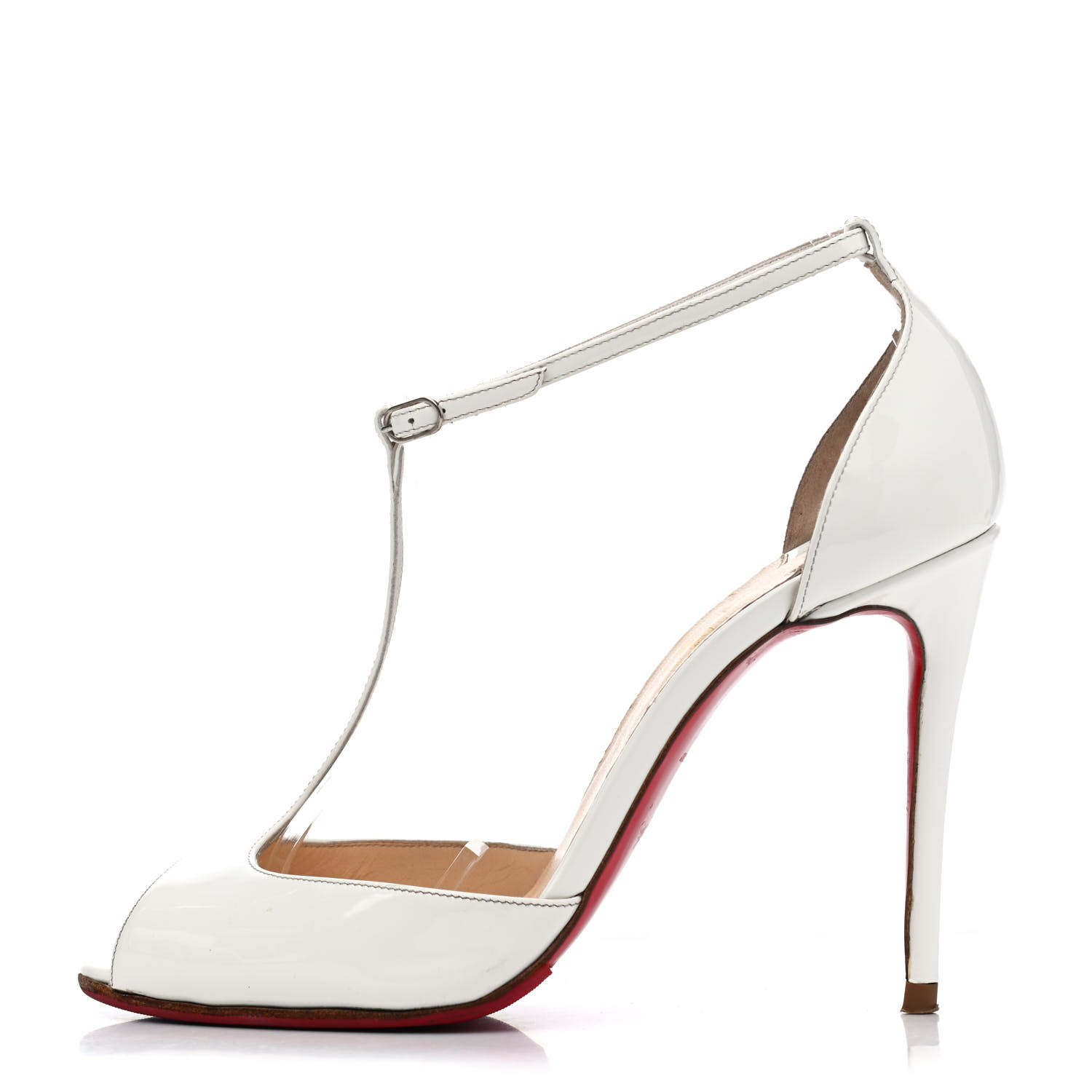 CHRISTIAN LOUBOUTIN Patent Senora 100 Sandals 38 White