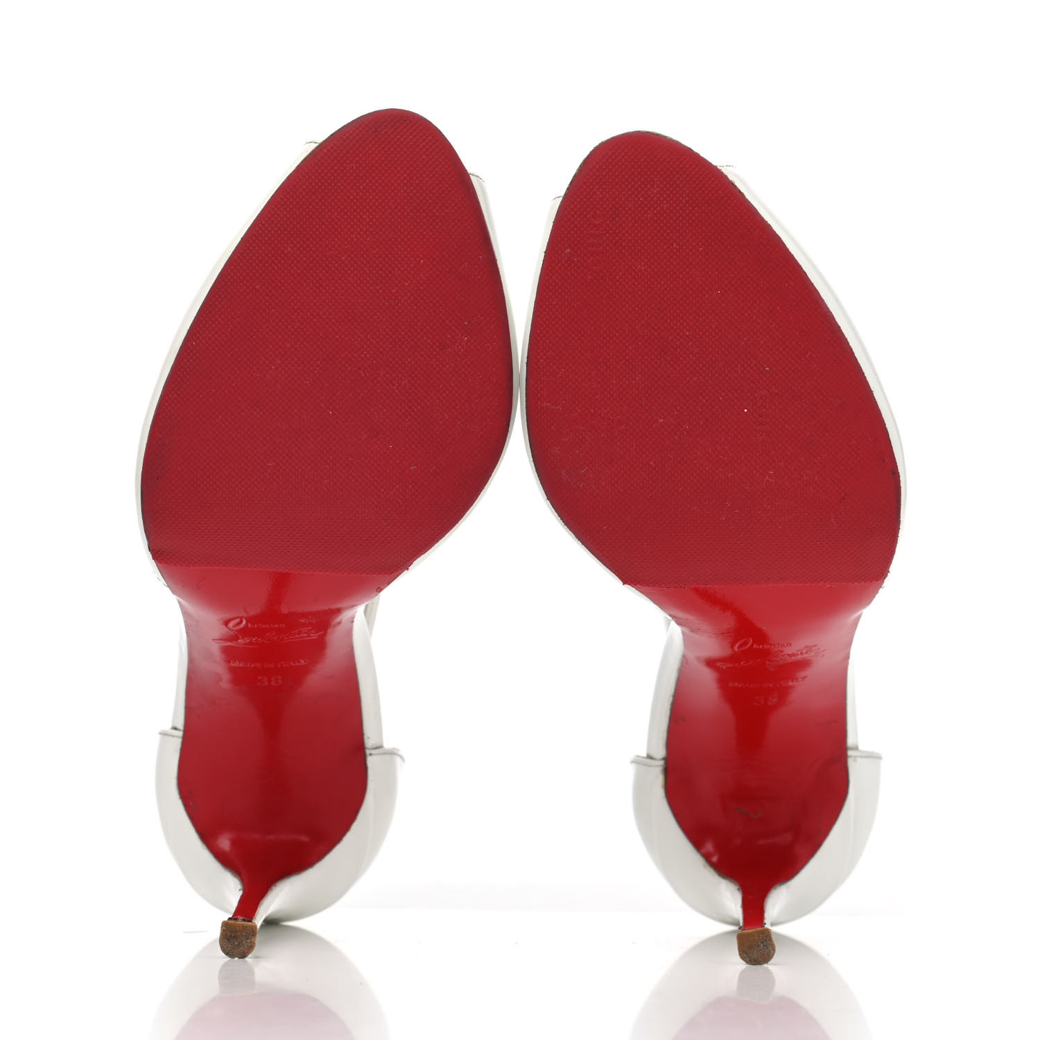 CHRISTIAN LOUBOUTIN Patent Senora 100 Sandals 38 White