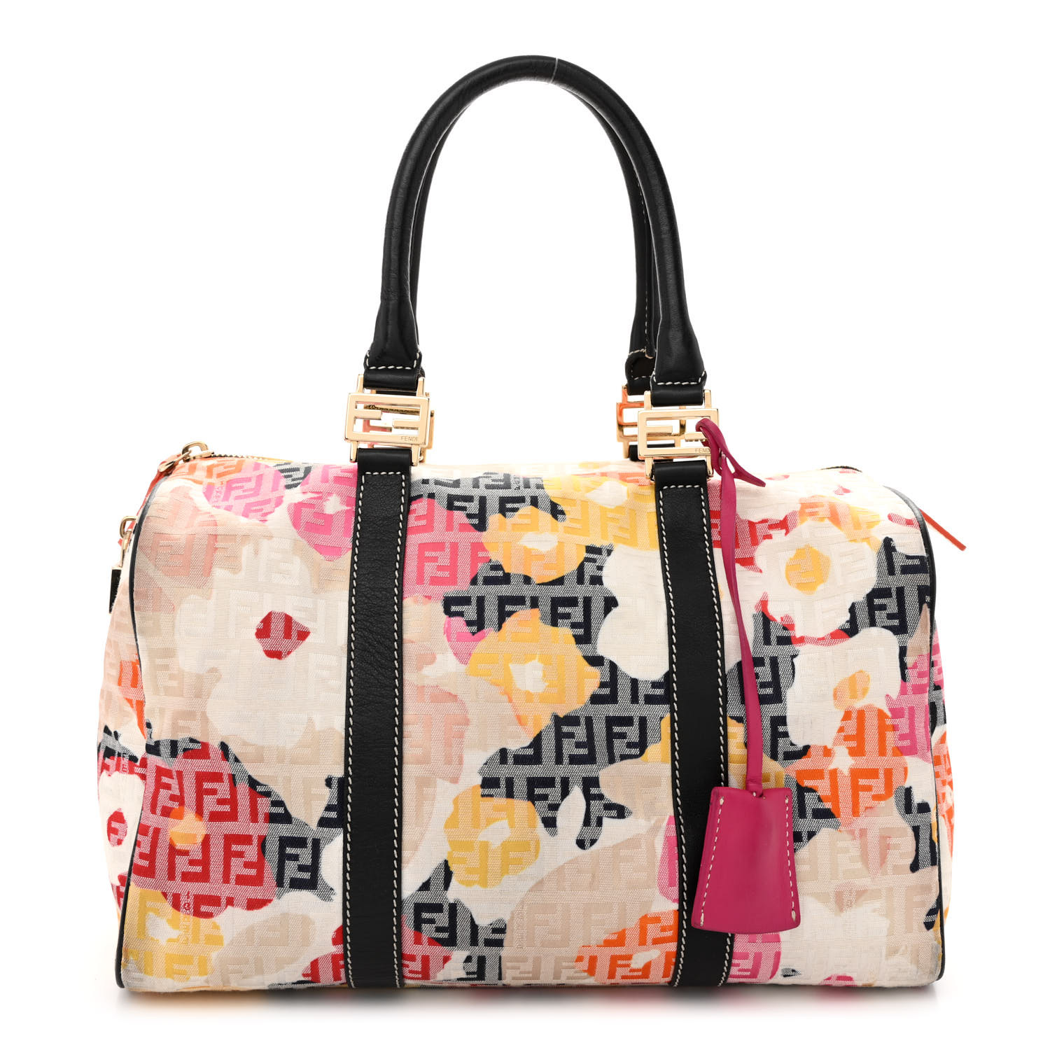 FENDI Zucchino Vitello Floral Forever Boston Beige