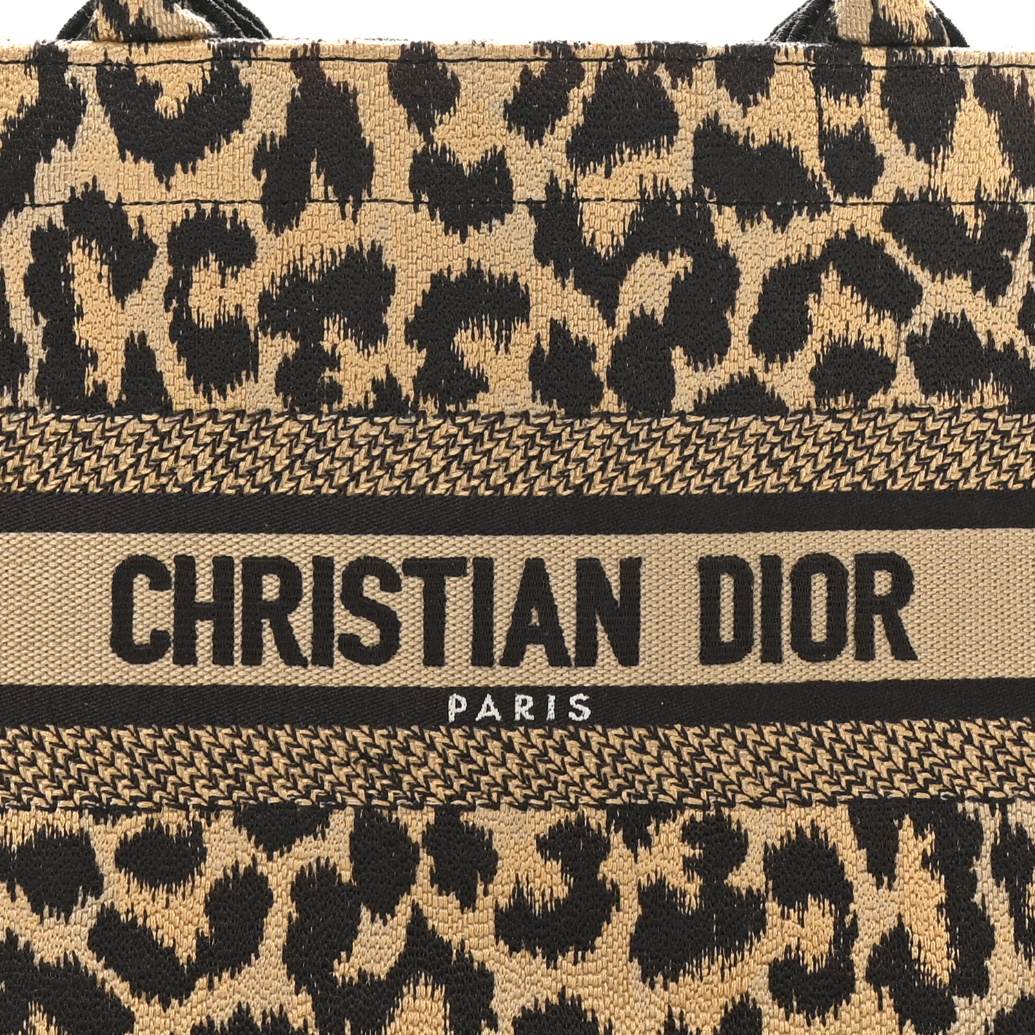 CHRISTIAN DIOR Canvas Mizza Embroidered Small Leopard Book