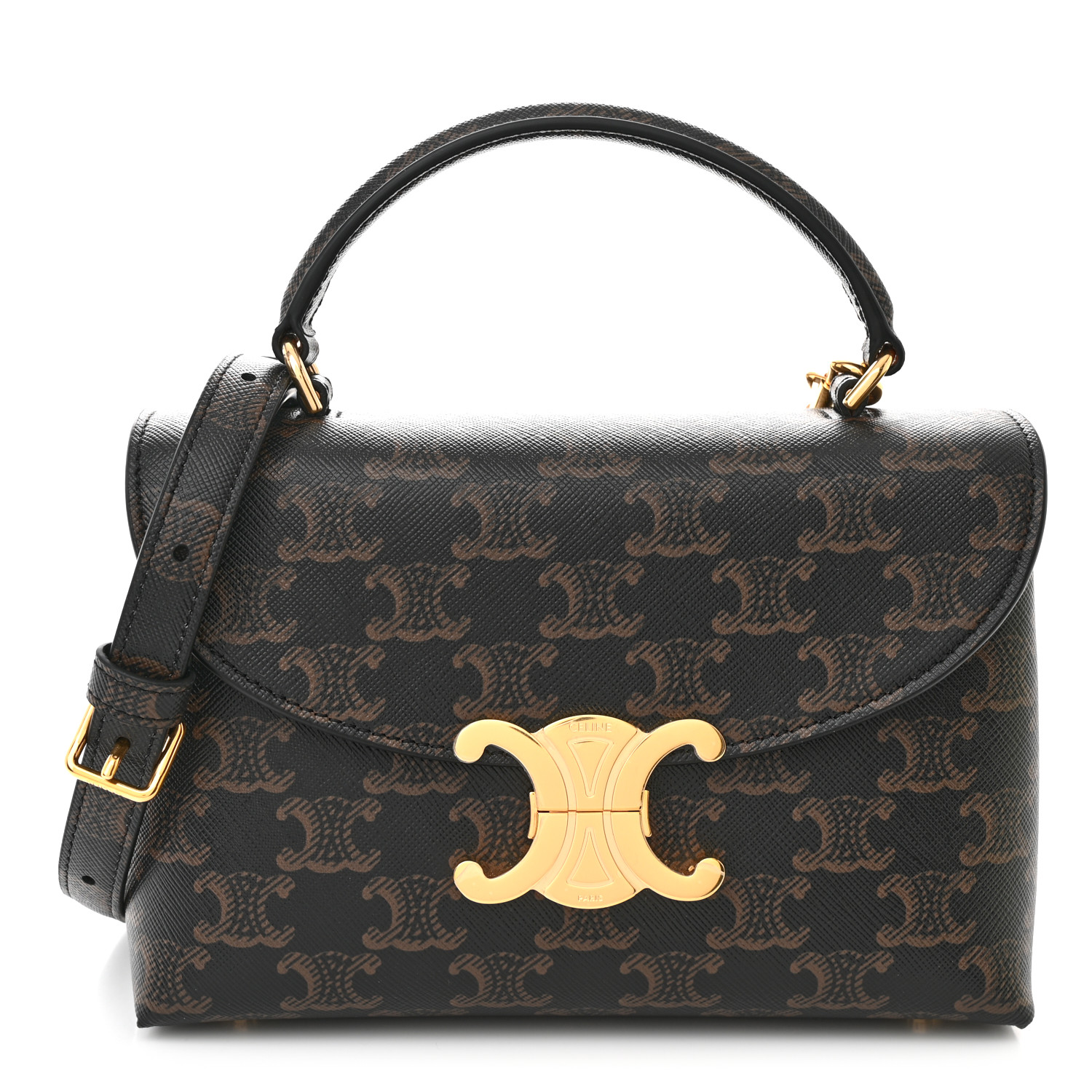 【関税&送料込】Celine Teen Triomphe Canvas Triomphe Shoulde Celine Teen Triomphe Bag In Triomphe Canvas And Calfskin Tan