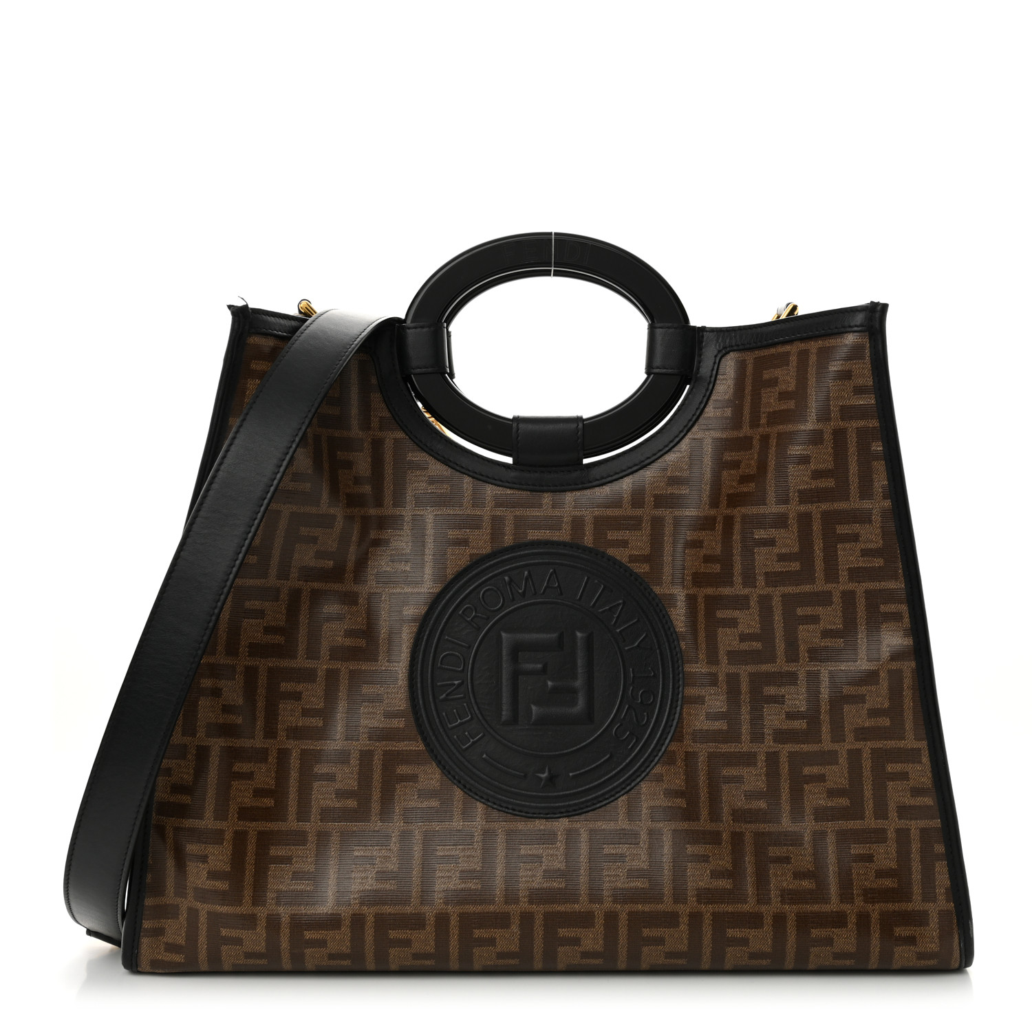 FENDI Glazed Fabric Vitello Century Plexiglass FF 1974 Stamp