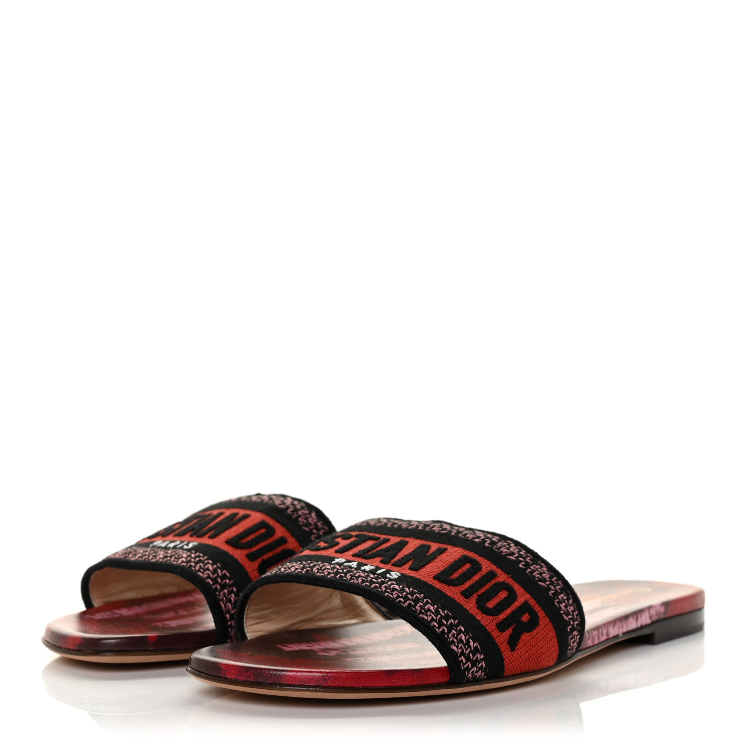 CHRISTIAN DIOR Canvas Tie Dye Embroidered Dway Slide Sandals