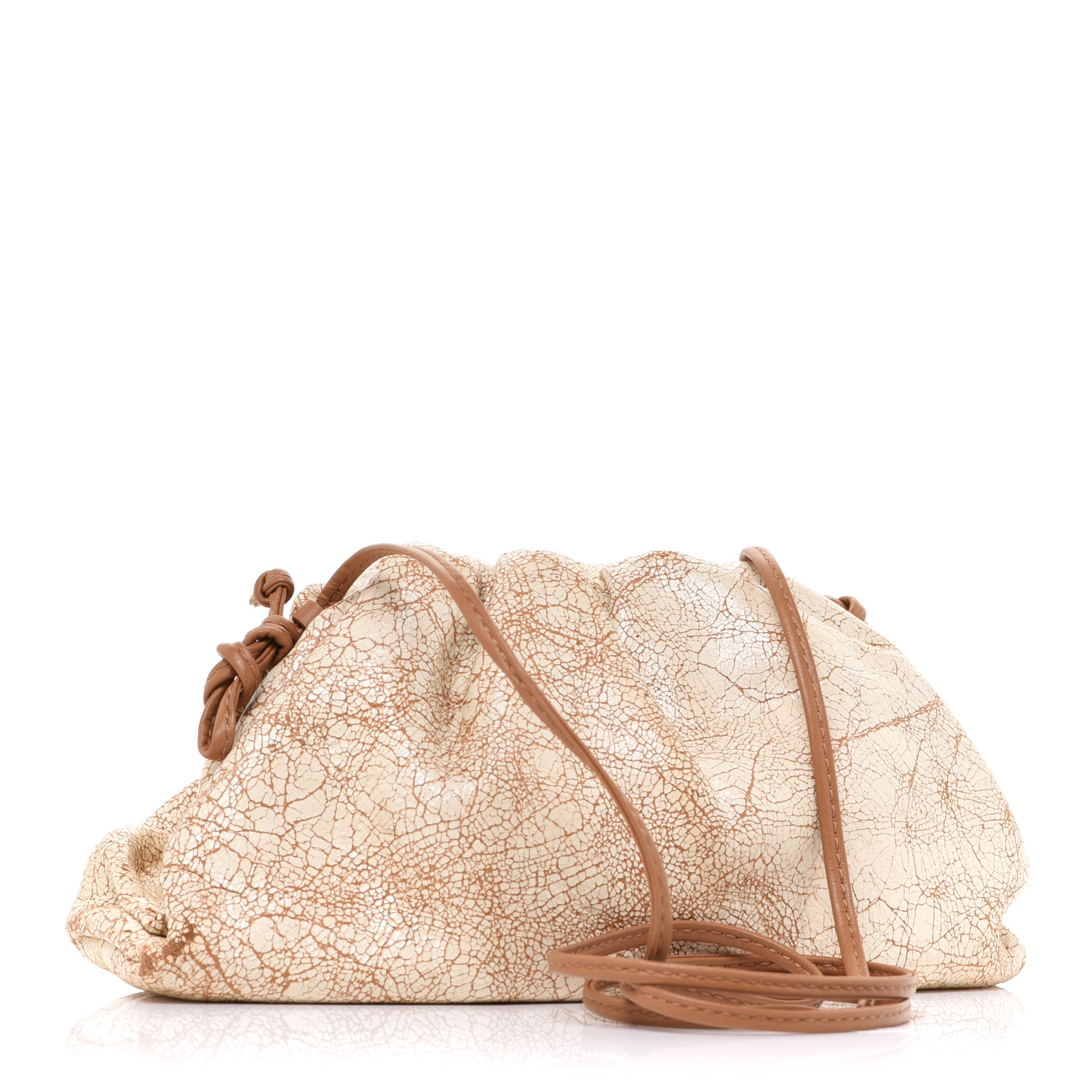 BOTTEGA VENETA Crackled Calfskin The Mini Pouch Zabaione