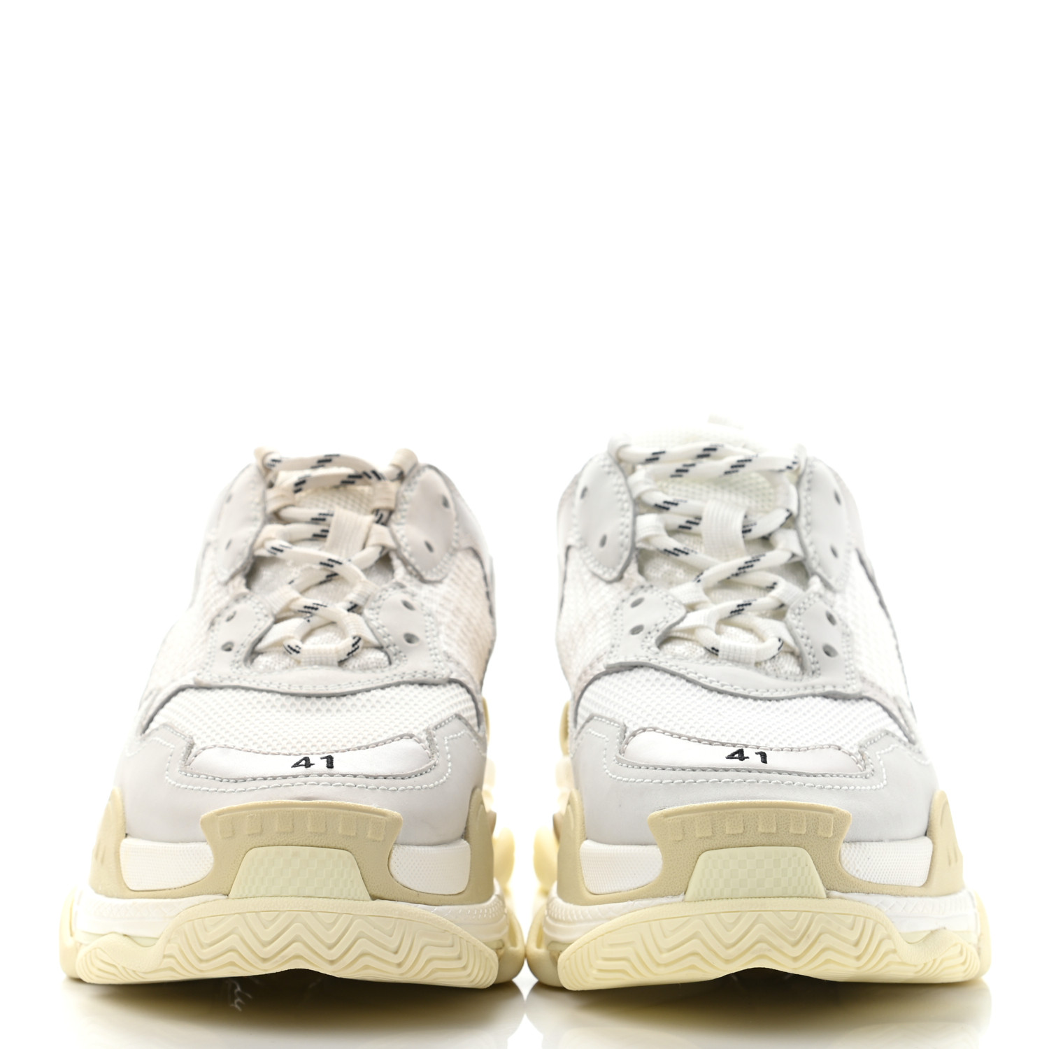 BALENCIAGA Fabric Mesh Womens Triple S Sneakers 41 White