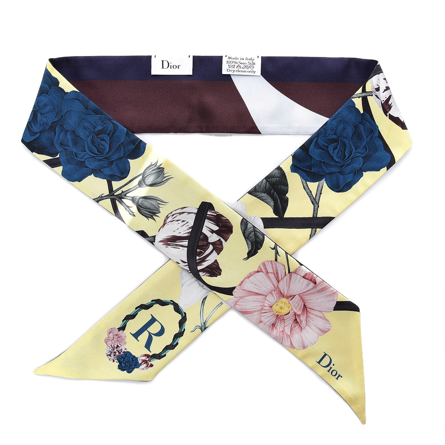 Christian Dior スカーフ archive Dior Camo Papillon 90 Square Scarf White and Sky Blue Silk
