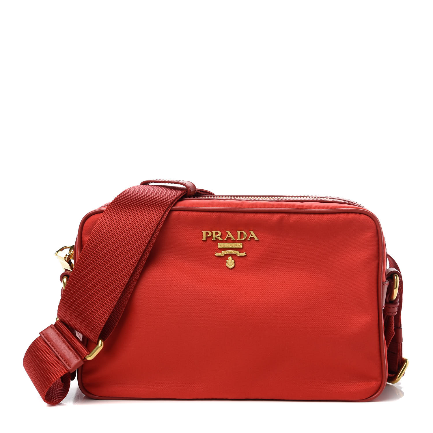 PRADA Tessuto Nylon Soft Calf Camera Bag Rosso 728131