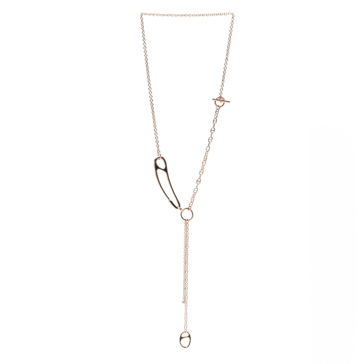 HERMES 18K Rose Gold Diamond GM Chaine d'Ancre Punk Lariat