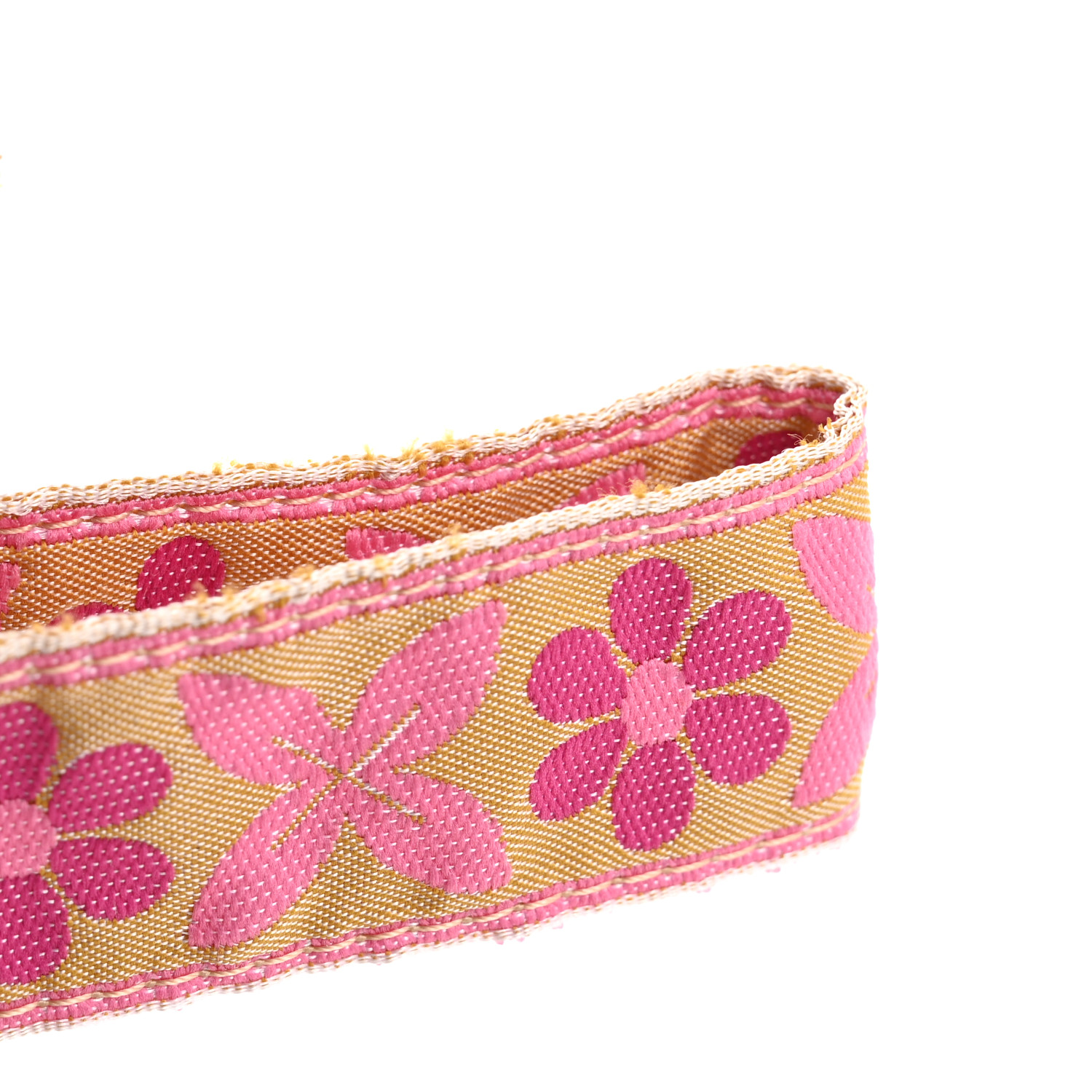 FENDI Calfskin Ribbon Lace Up Floral Strap You Pink 1694512