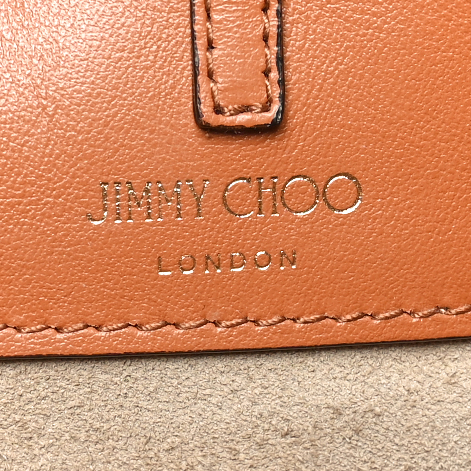 JIMMY CHOO Calfskin Varenne E/W Tote Bag Tan 1694047