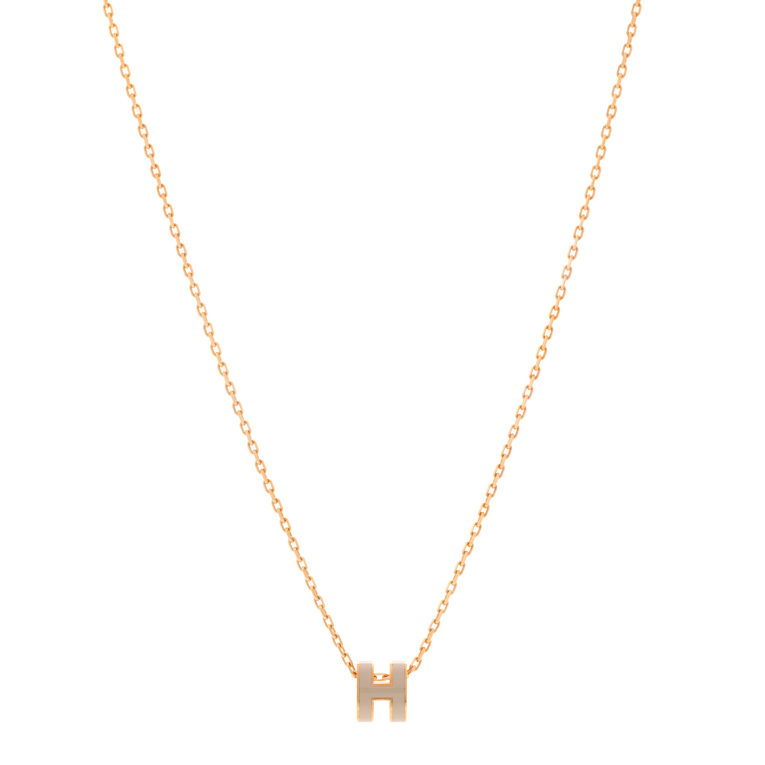 HERMES Lacquered Rose Gold Mini Pop H Pendant Necklace