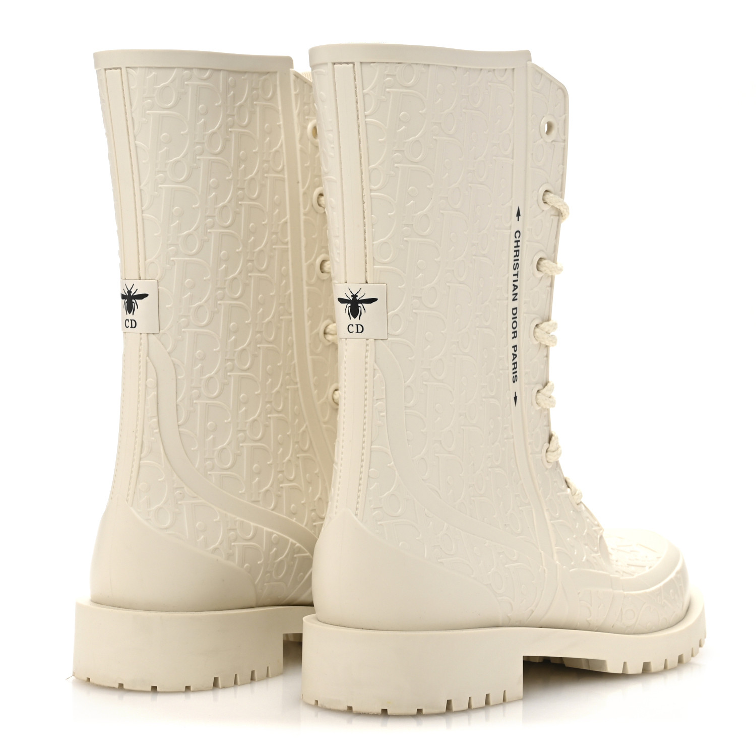 CHRISTIAN DIOR Oblique Rubber Diorcamp Boots 38 Off White
