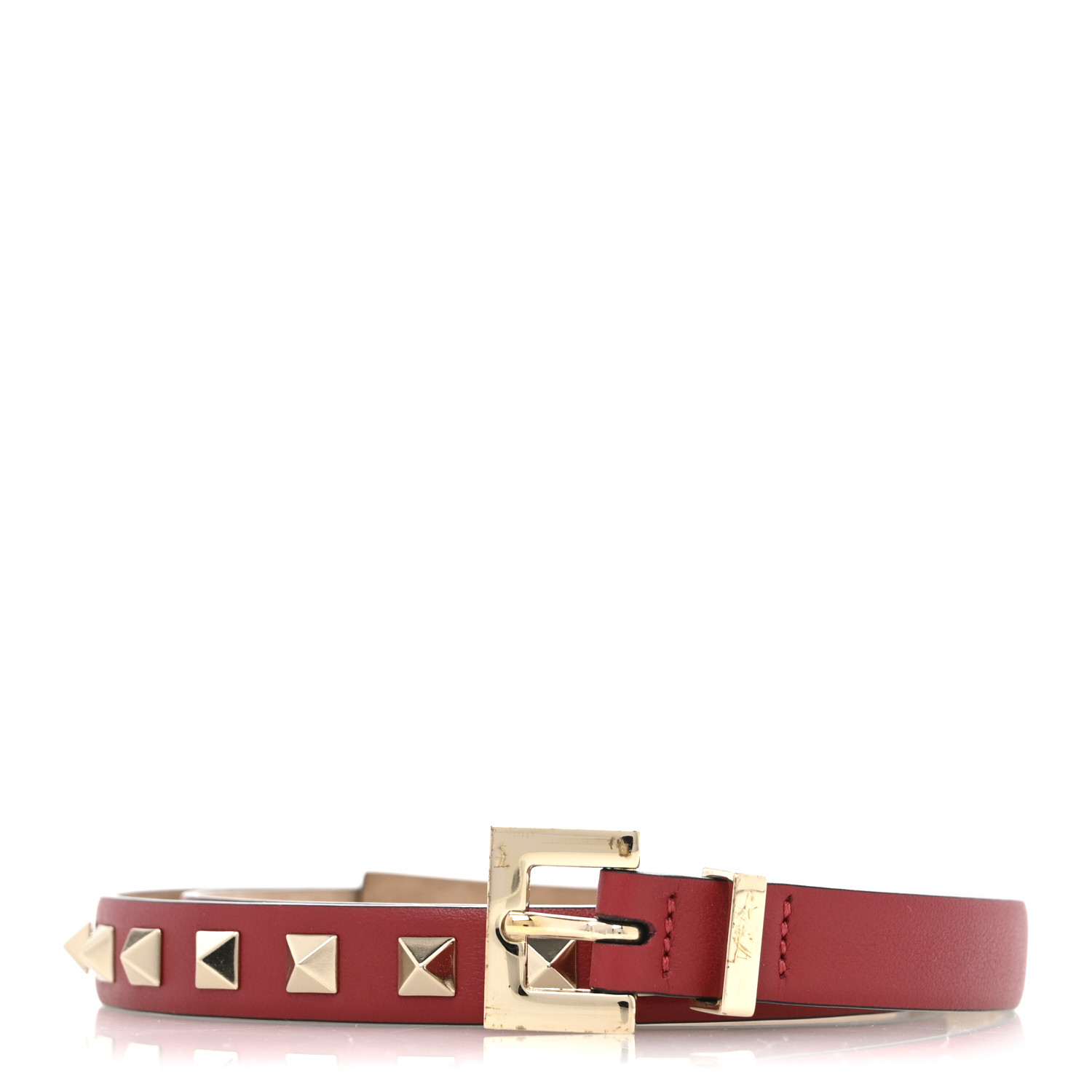 VALENTINOのベルト♪★ SIDE STUD BELT★ 高さ 15ｍｍ Rockstud 15 metallic leather belt in silver - Valentino