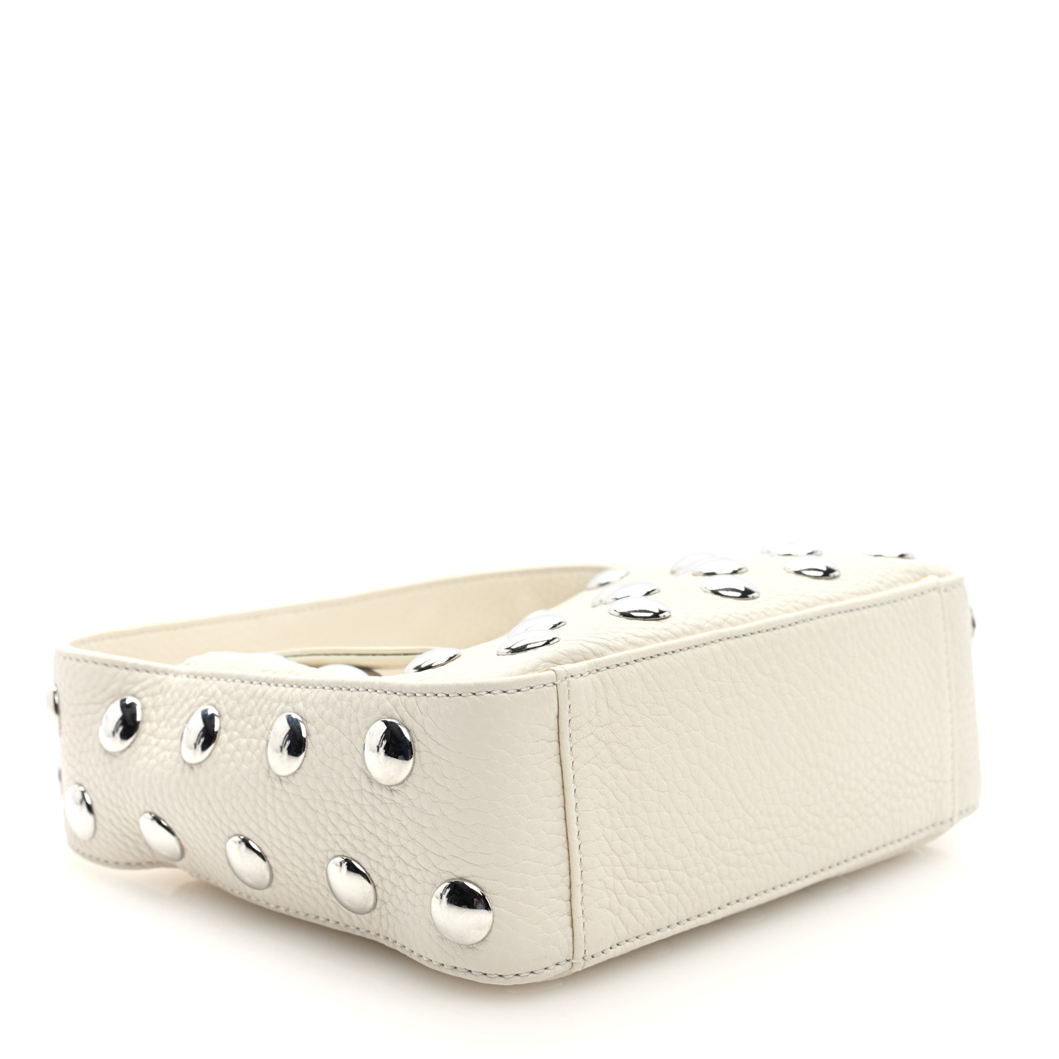 KHAITE Pebbled Sport Calfskin Studded Small Elena White