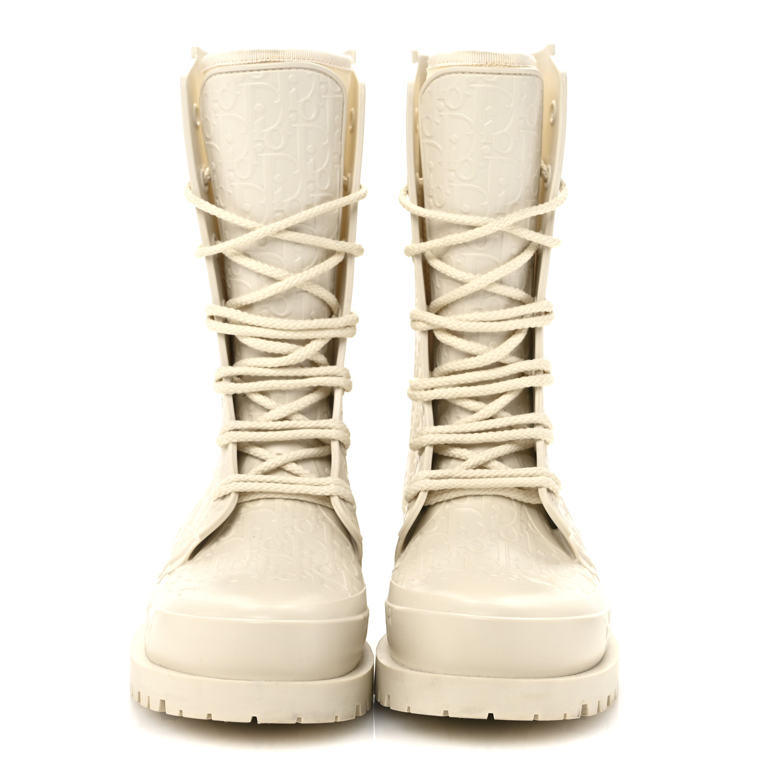 CHRISTIAN DIOR Oblique Rubber Diorcamp Boots 38 Off White