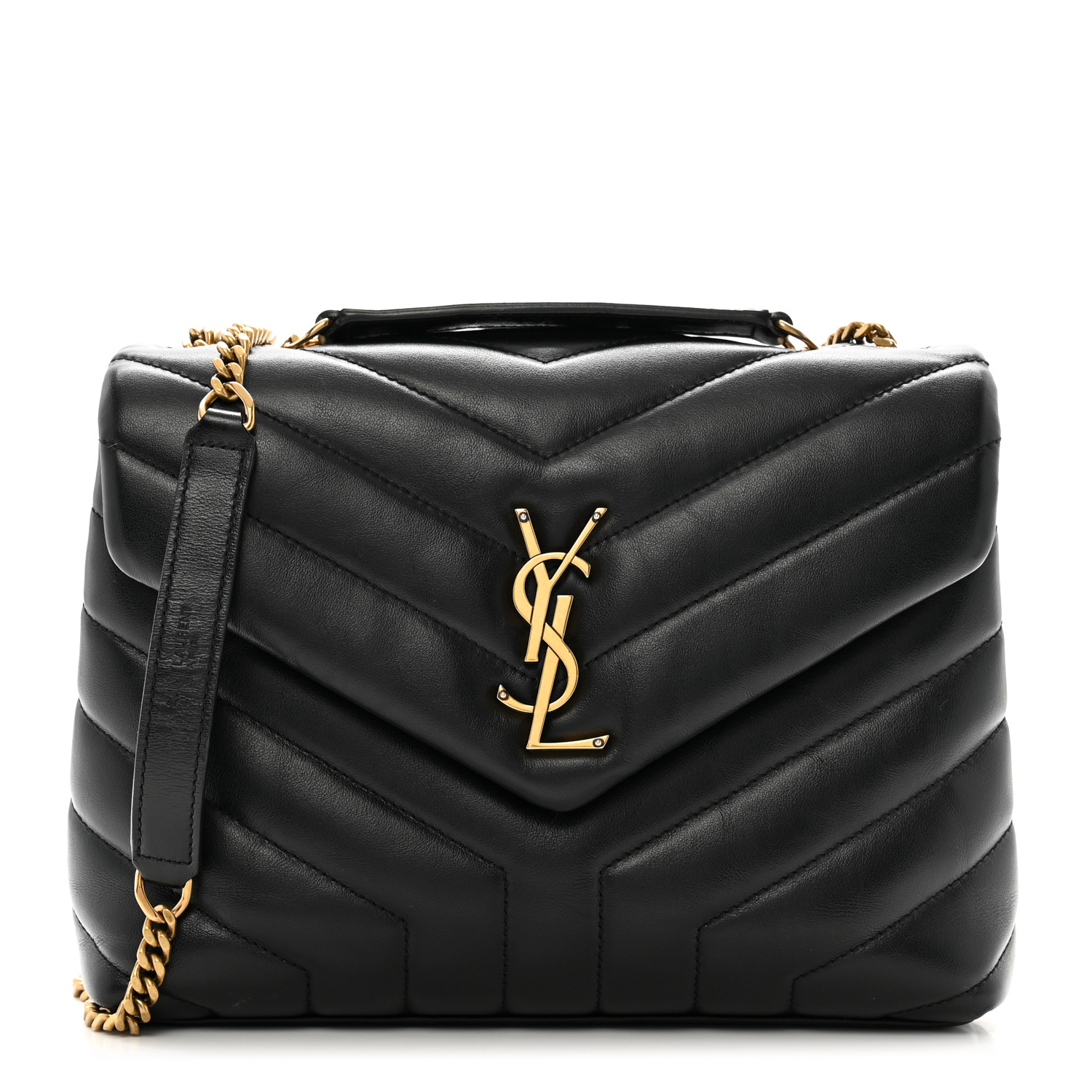 SAINT LAURENT Calfskin Y Quilted Monogram Small Loulou Chain