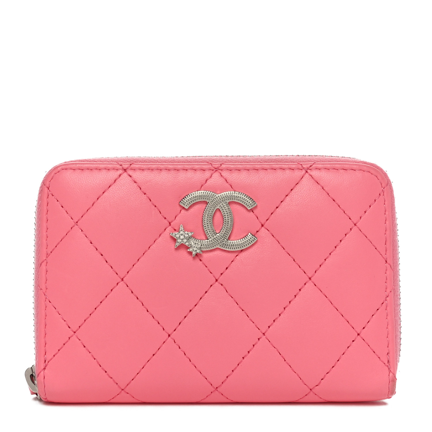 CHANEL - CHANEL シャネルFINE JEWELRY USB＆ポストカード Chanel Zipped Key Holder Case 22K Pink Quilted Caviar Light