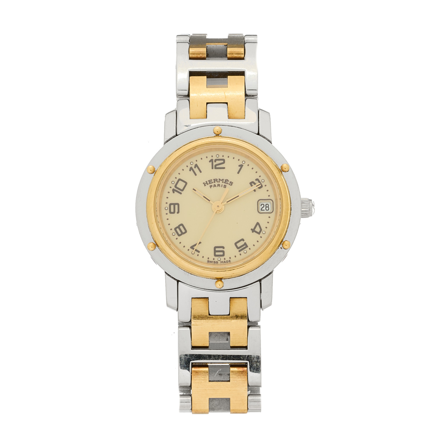 エルメス　カルメン　ゴールド HERMES Stainless Steel 24mm Clipper Quartz Watch Gold