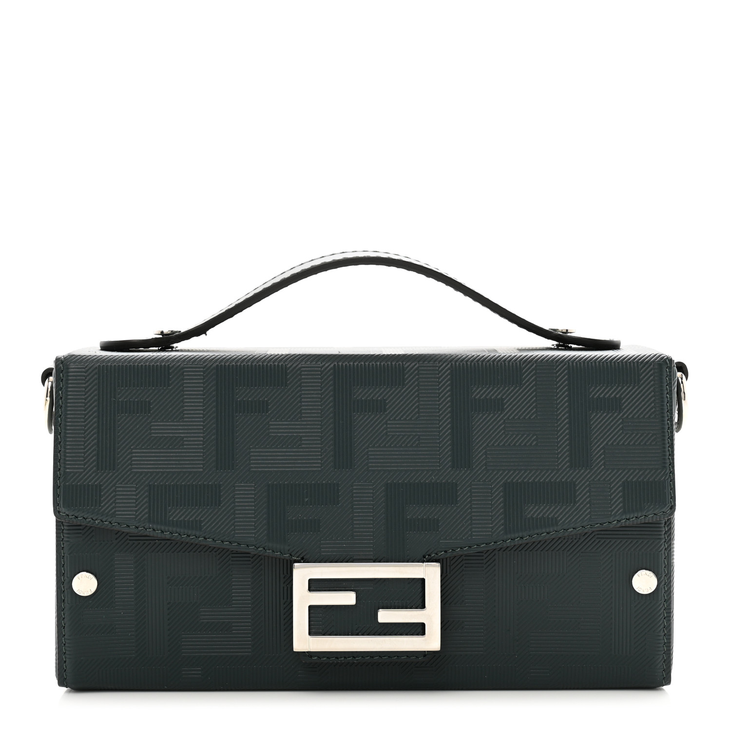 FENDI Vitello King FF Lines Embossed Baguette Soft Trunk