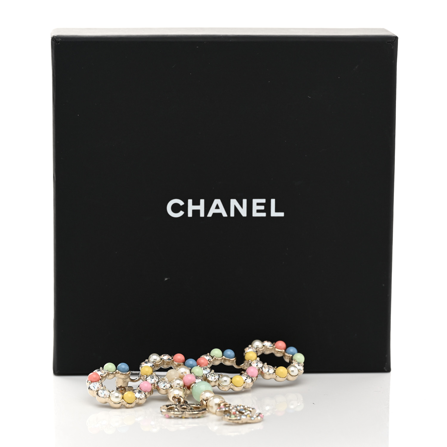 CHANEL バッチ CHANEL Resin Pearl Crystal Coco Dangling Brooch Gold 1698247